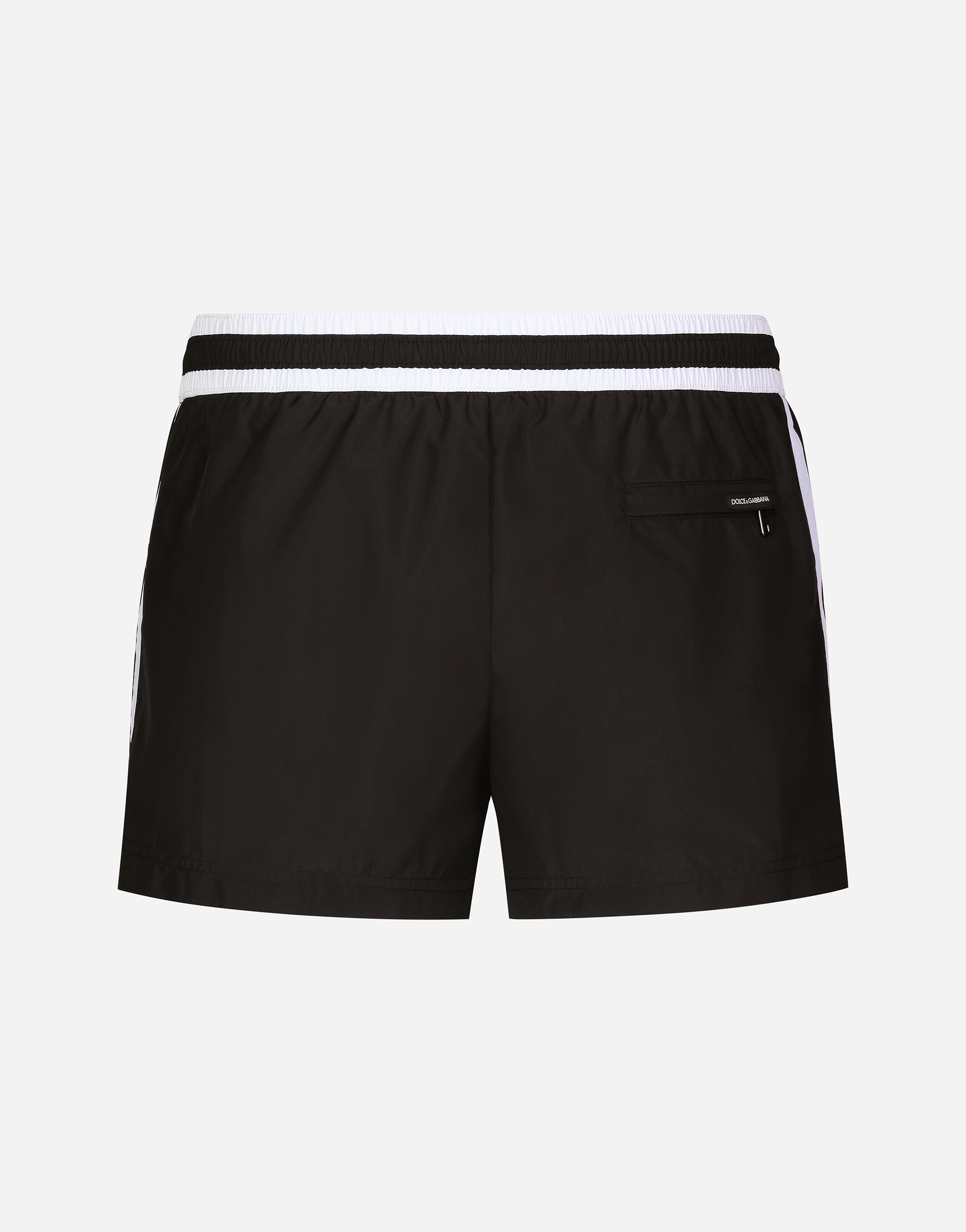 Shop Dolce & Gabbana Short Swim Trunks With Dg Patch In Multicolor