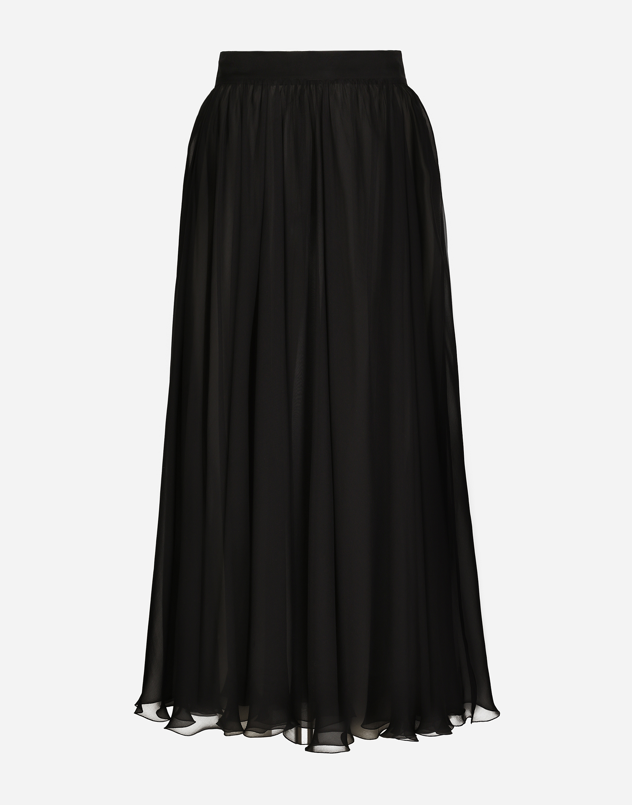 Dolce & Gabbana High-waisted Chiffon Circle Skirt In Black