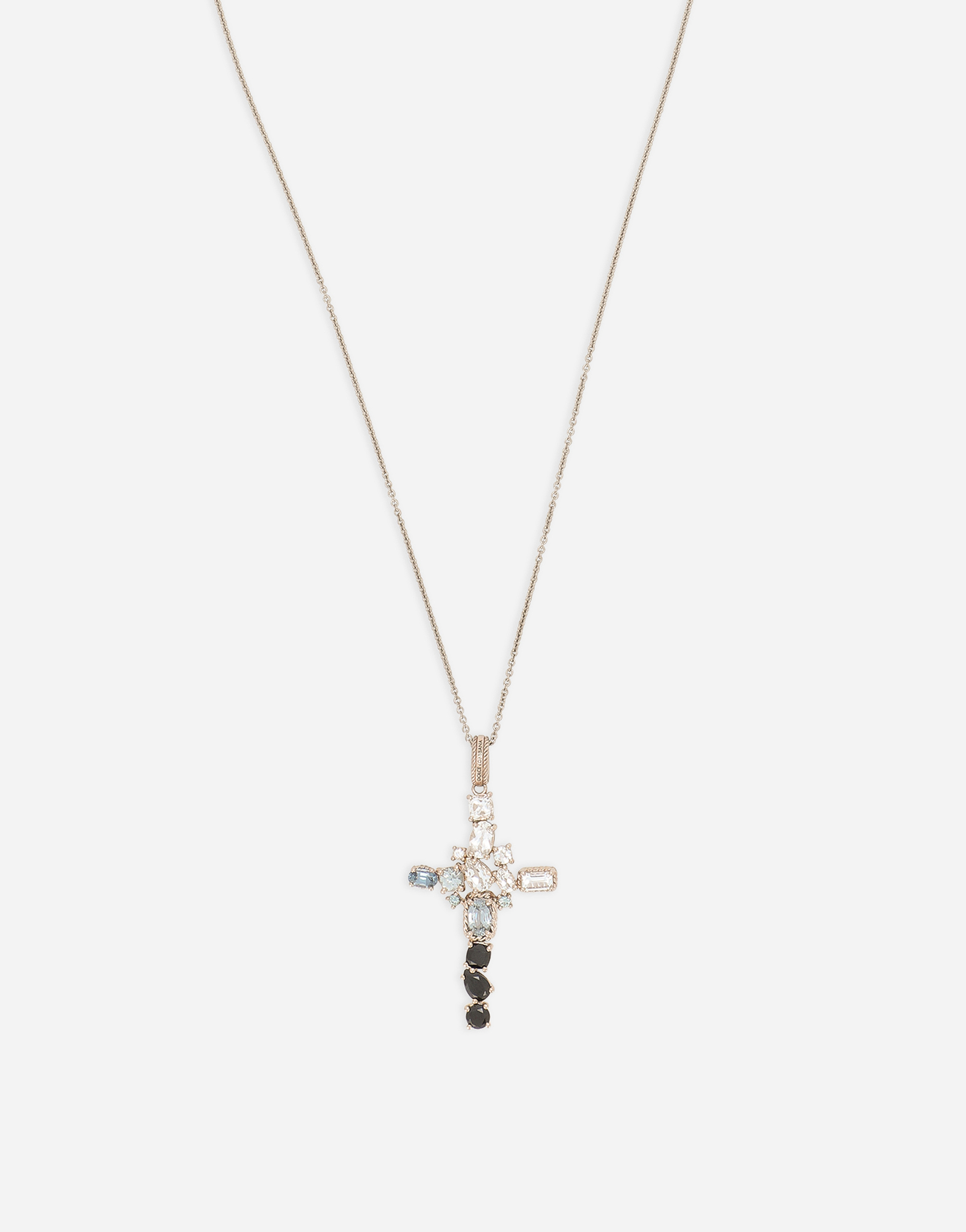 Dolce & Gabbana Anna Pendant In Red Gold 18kt With Colouless Topazes, Grey And Black Spinels In White