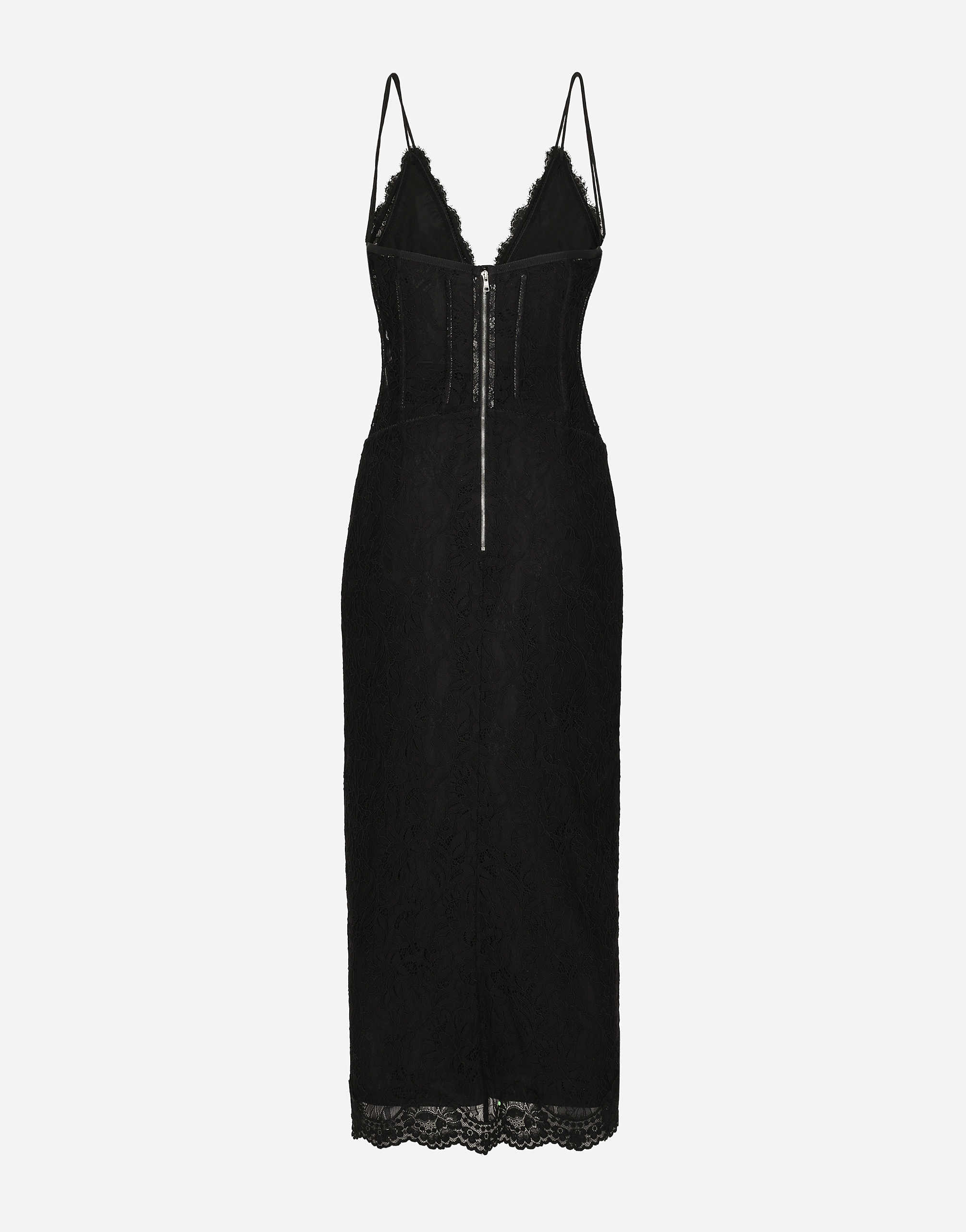 Dolce & Gabbana Dolce  Gabbana Lace Calf-length Slip Dress In Black