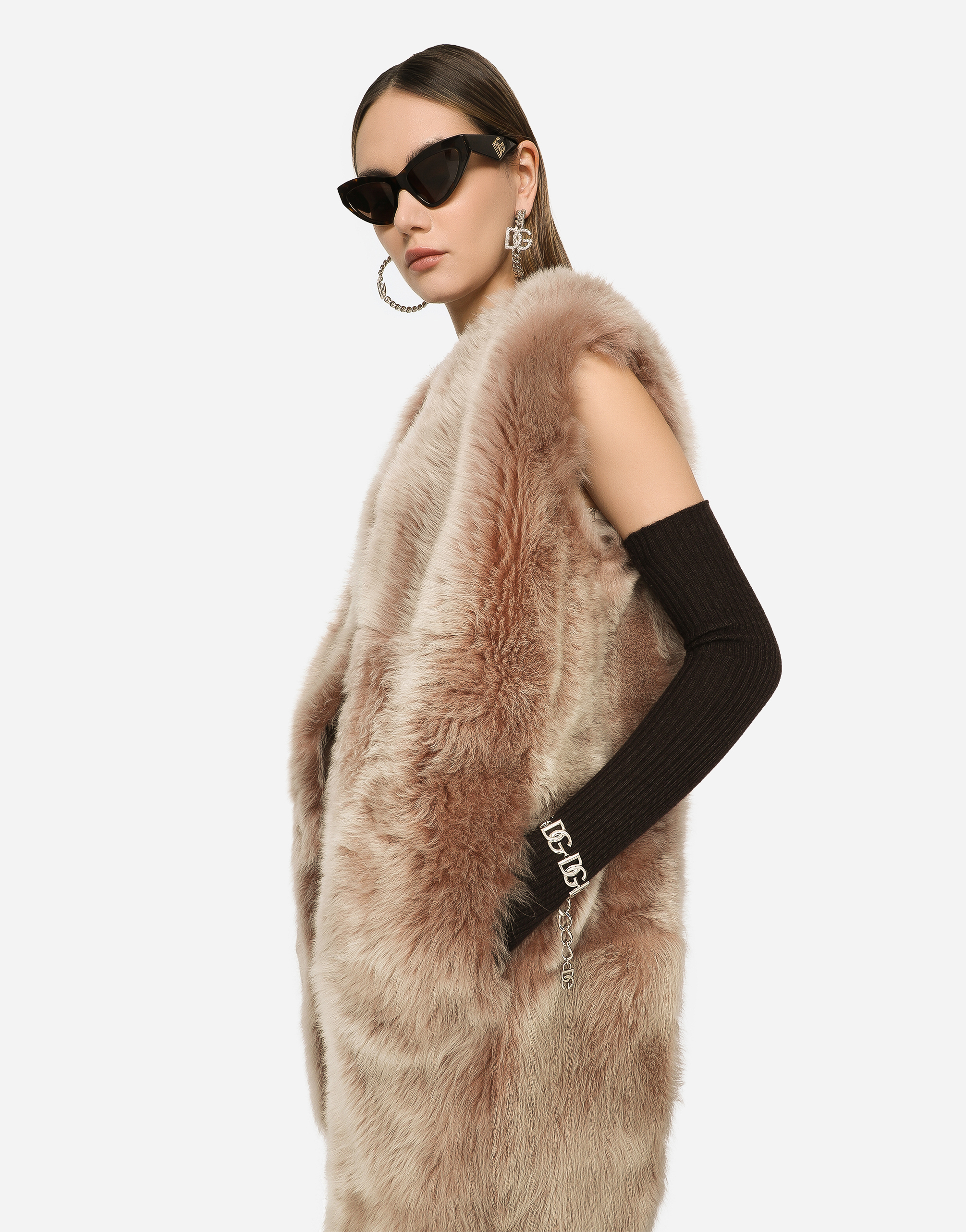 DOLCE & GABBANA SLEEVELESS SHEEPSKIN COAT