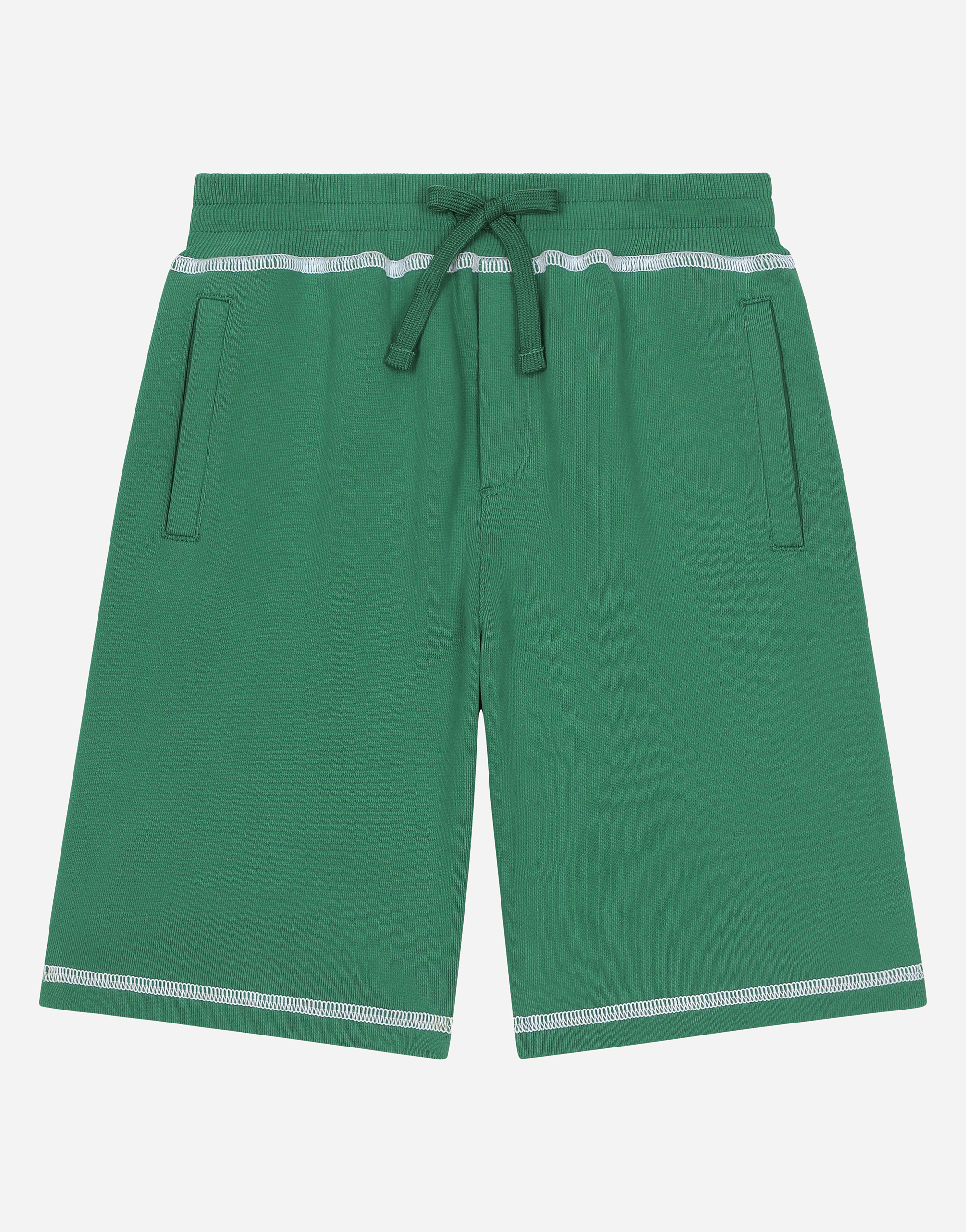 Dolce & Gabbana Logo-embroidered Jersey Track Shorts In Verde Scuro