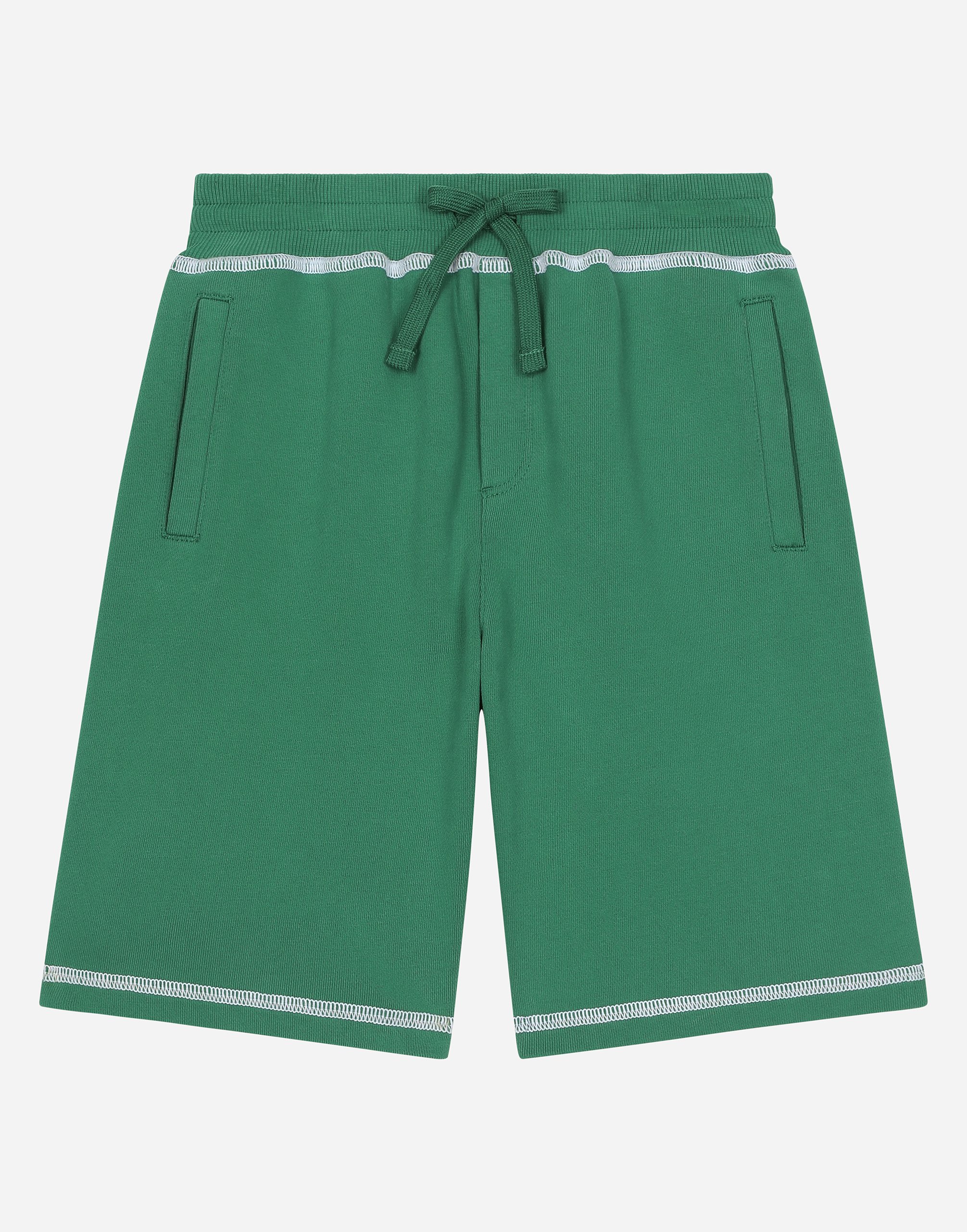 Dolce & Gabbana Logo-embroidered Jersey Track Shorts In Verde Scuro