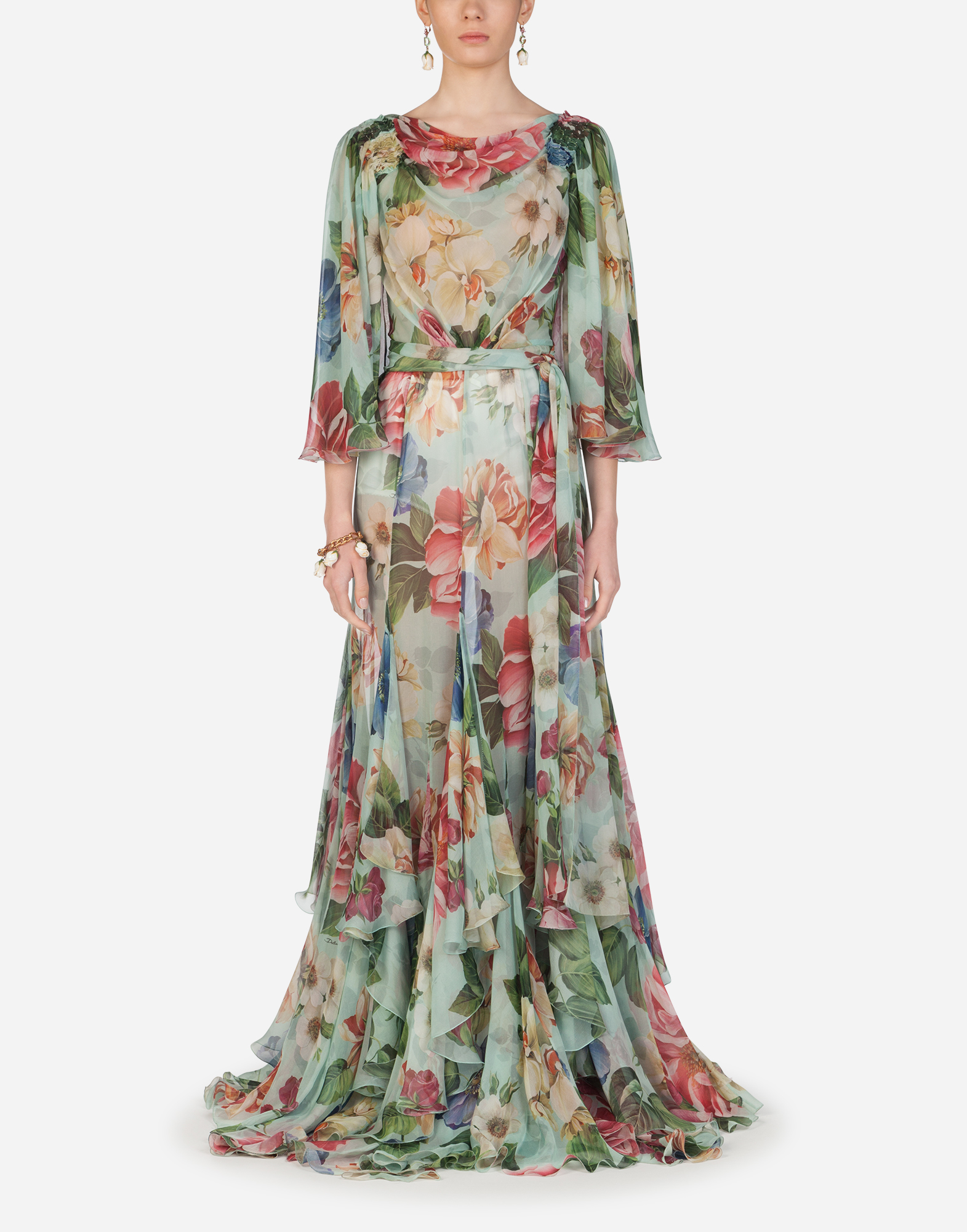 floral print chiffon dress