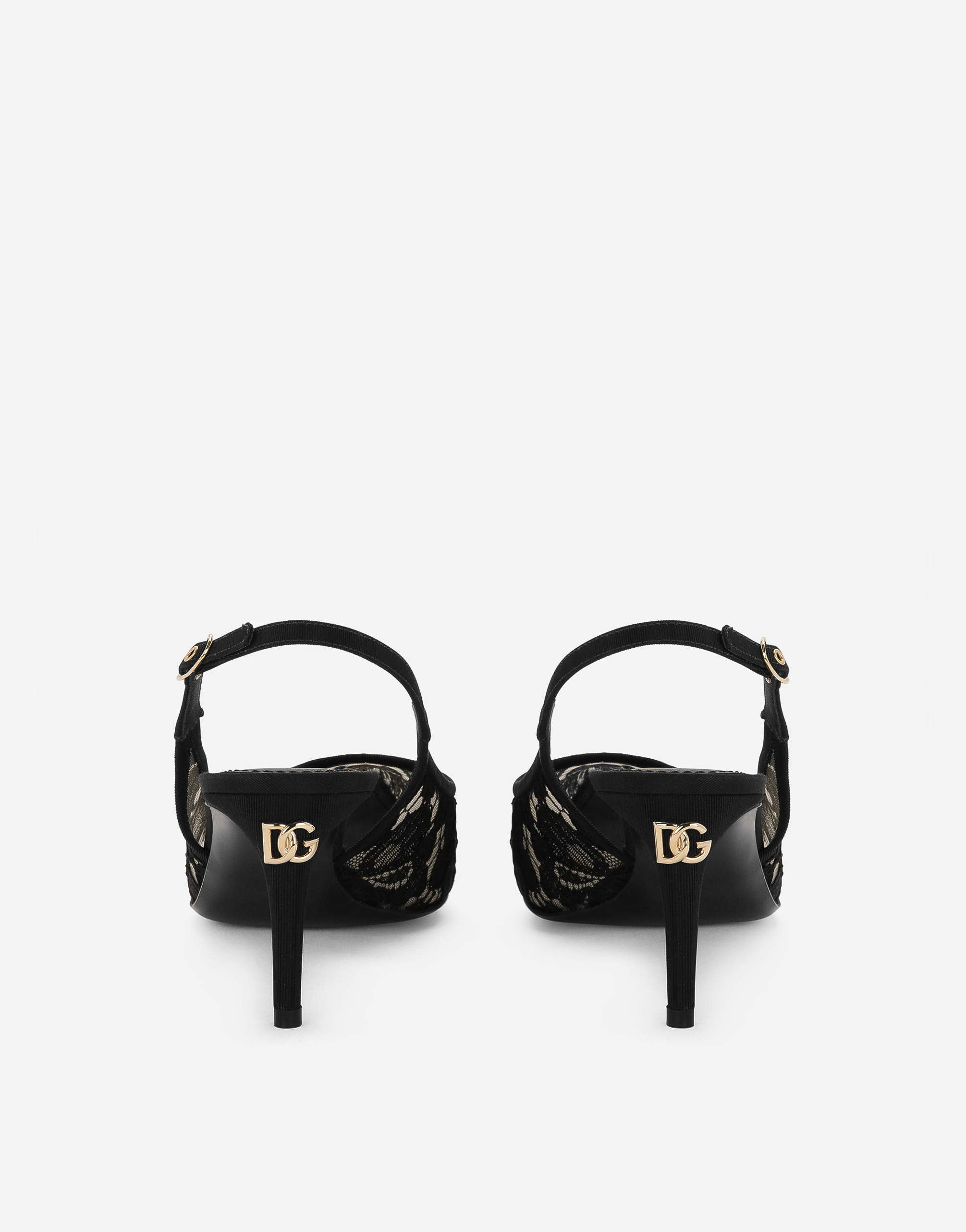 Shop Dolce & Gabbana Lace Slingbacks In Black