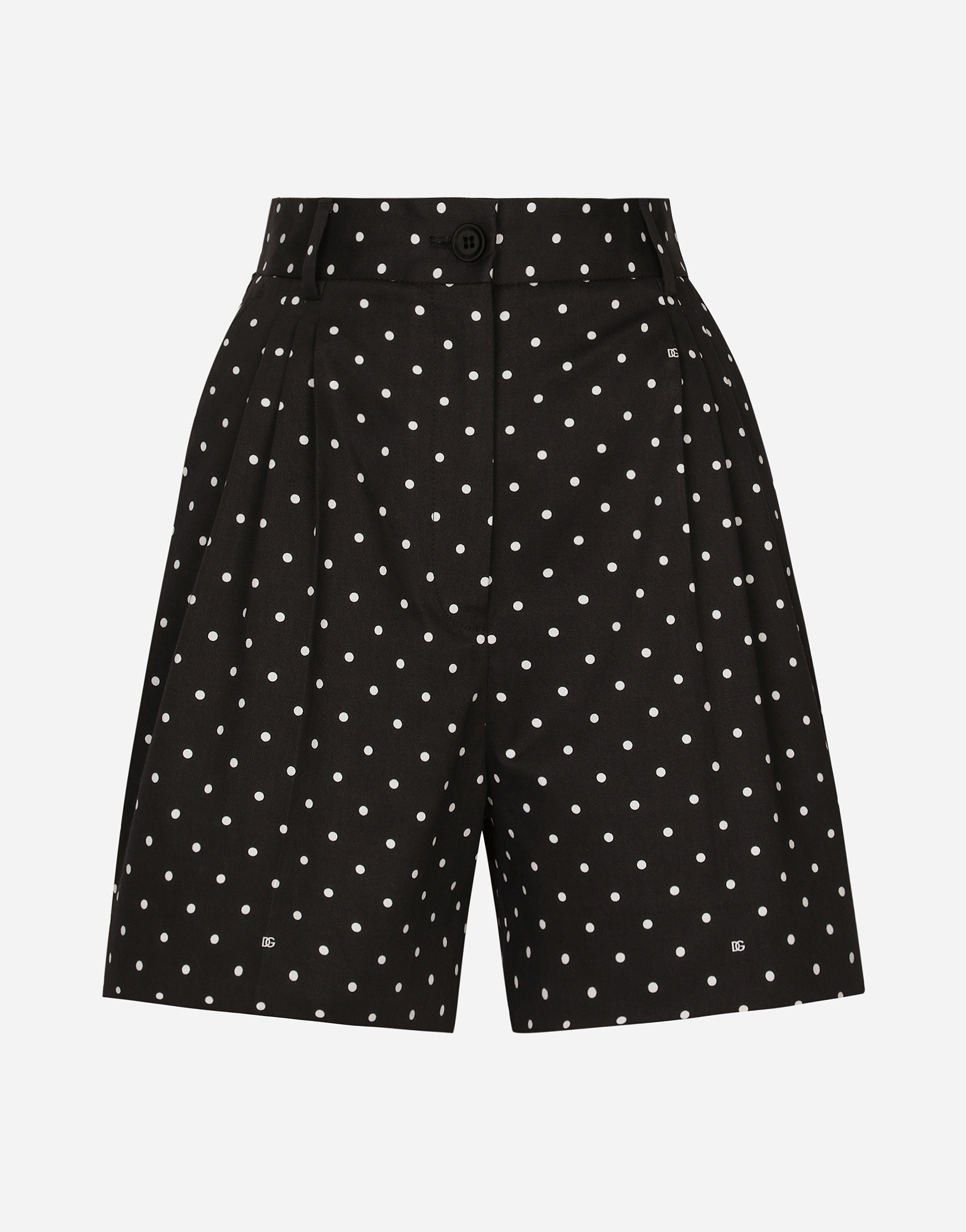 Dolce & Gabbana Polka-dot Cotton Shorts - Woman Pants And Shorts Print