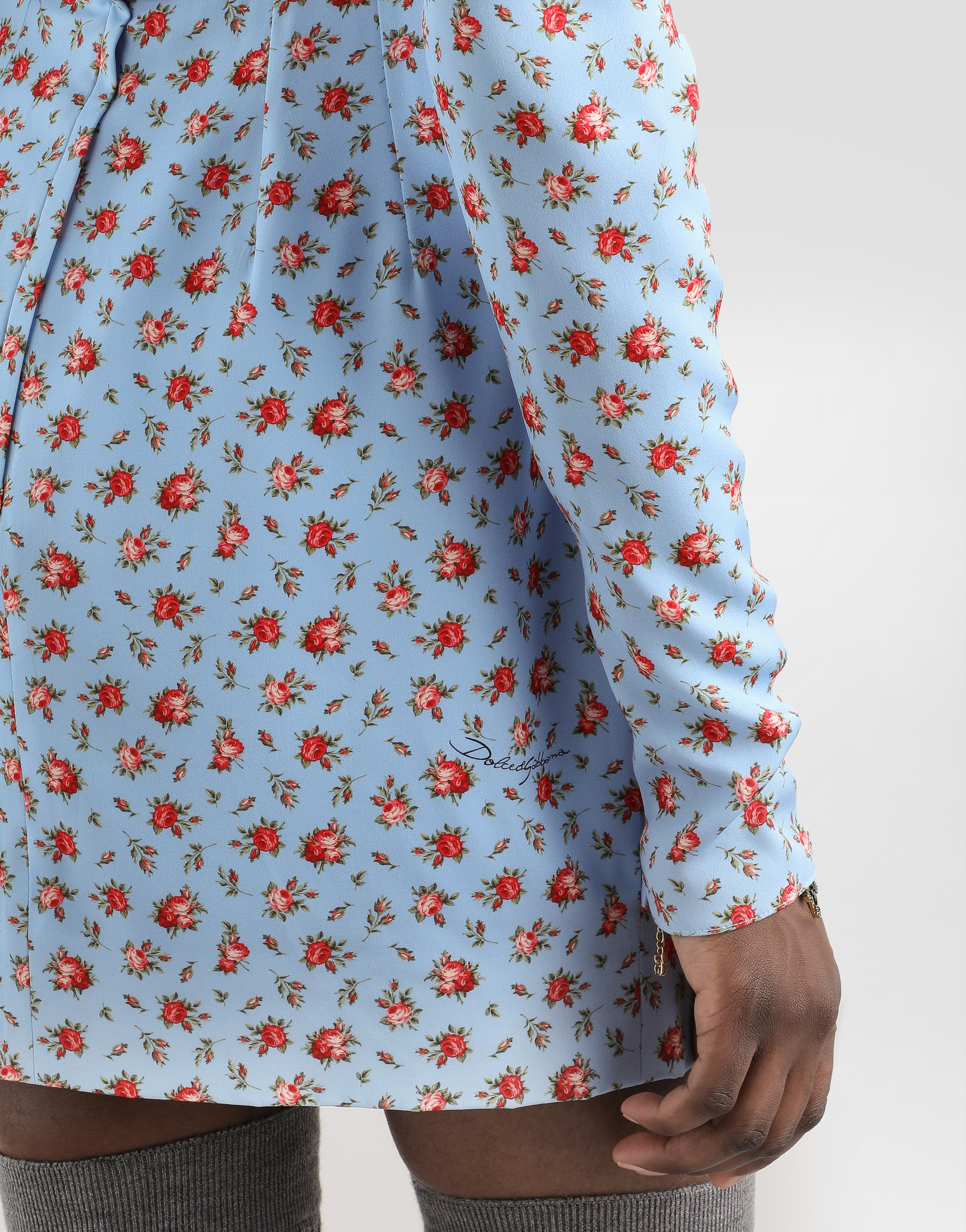 Dolce & Gabbana Dolce  Gabbana Floral Printed Mini Dress In Blue