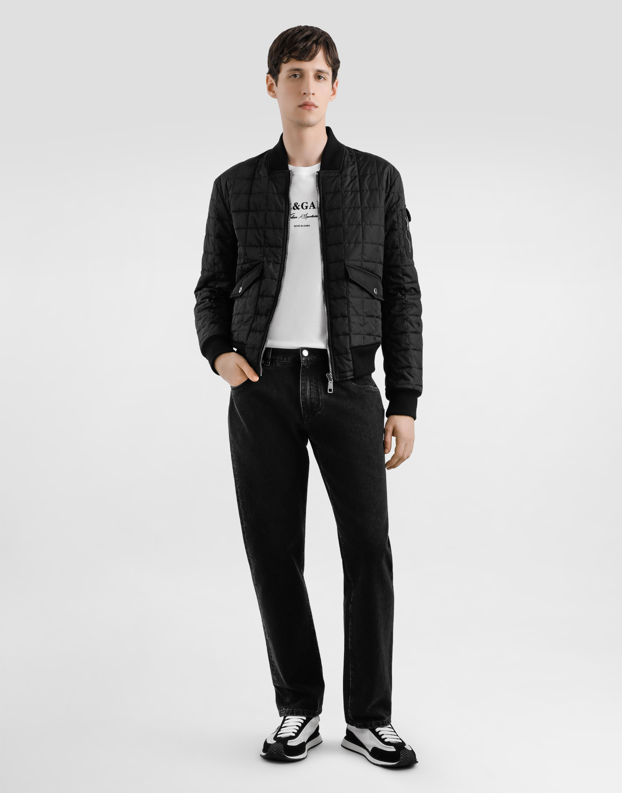 Dolce & Gabbana Quilted Bomber Jacket In Black
