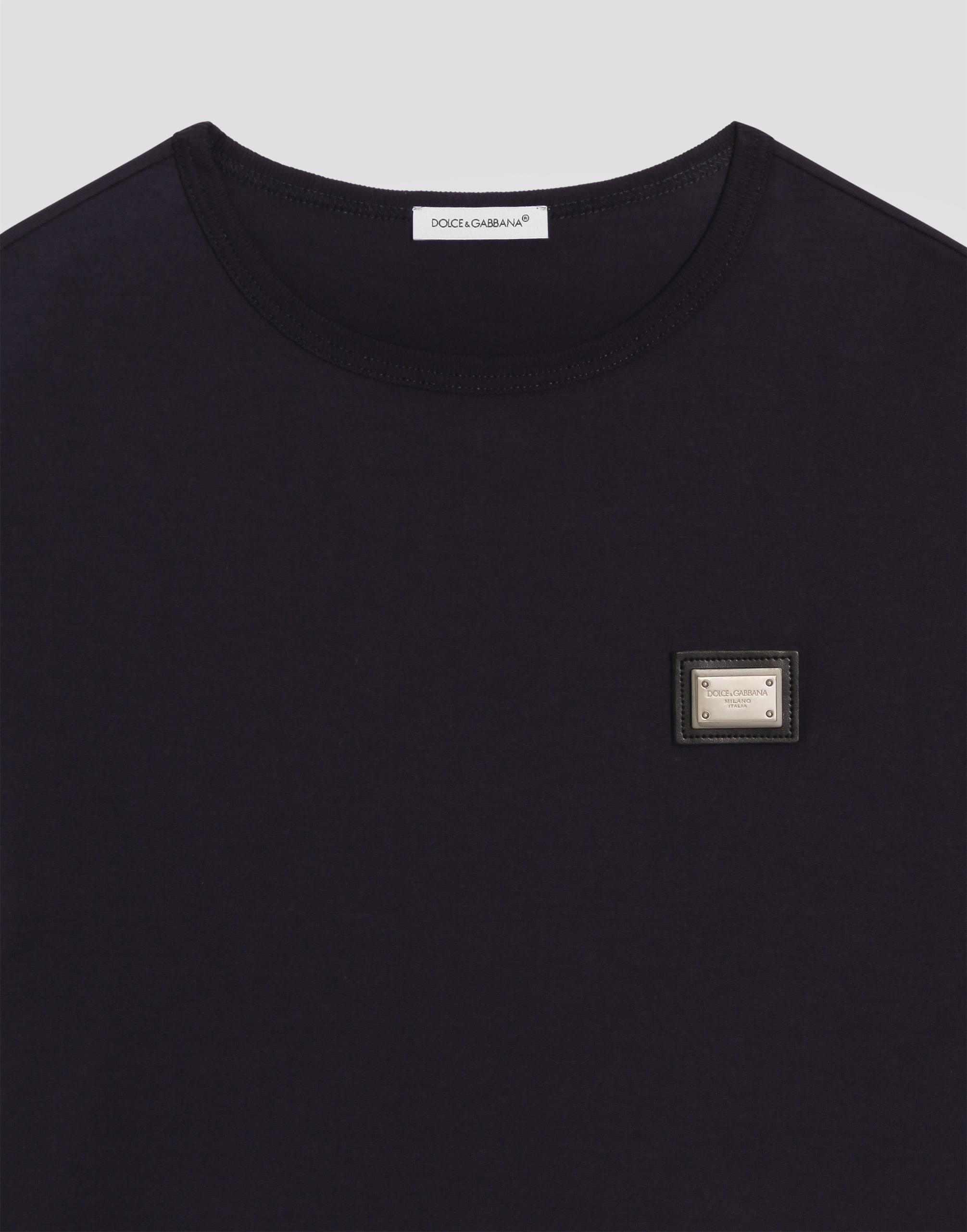 Dolce & Gabbana Jersey T-shirt With Logo Plate In Black