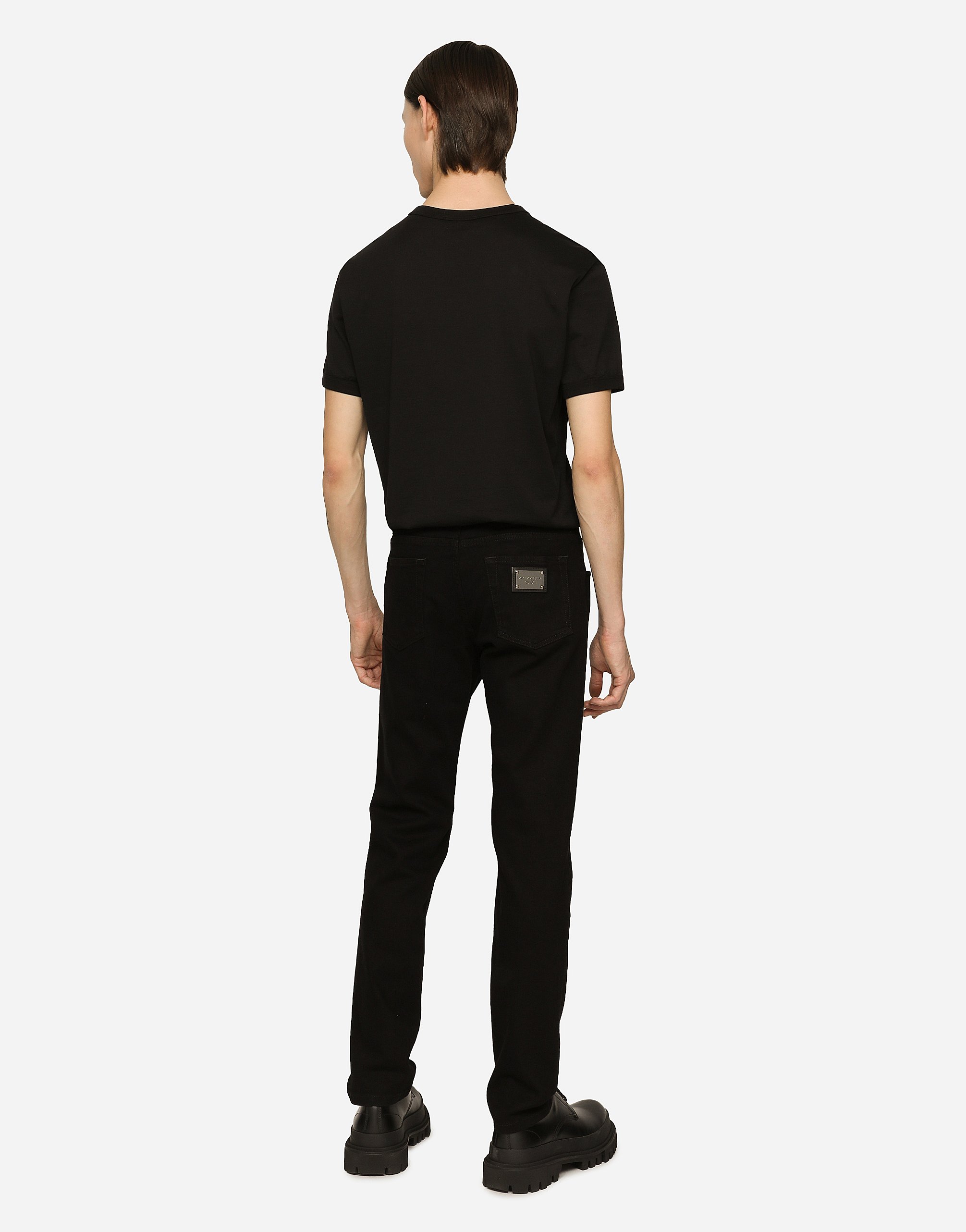 Shop Dolce & Gabbana Black Wash Slim-fit Stretch Jeans In Multicolor