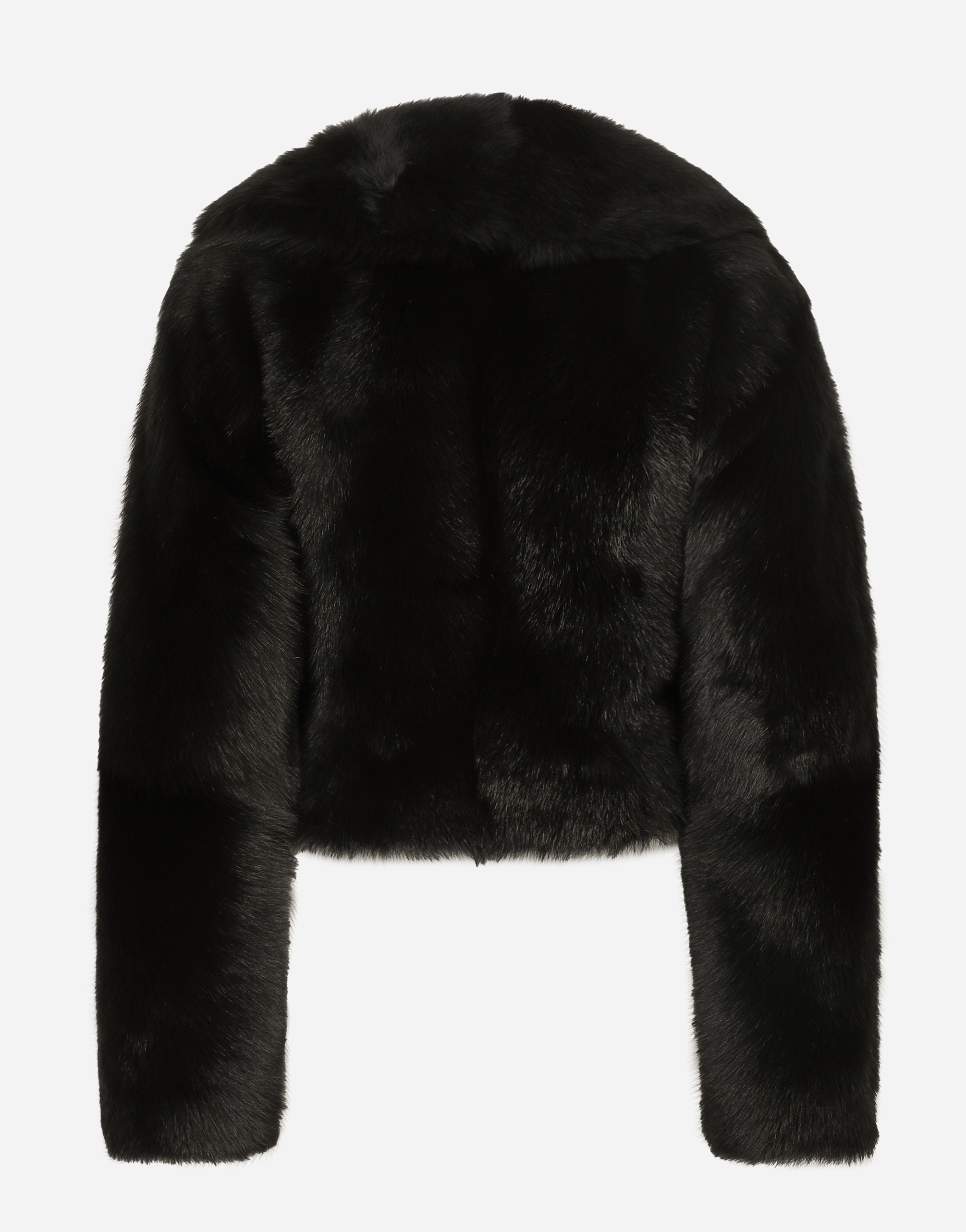 Dolce & Gabbana Belted Faux-fur Jacket In Black