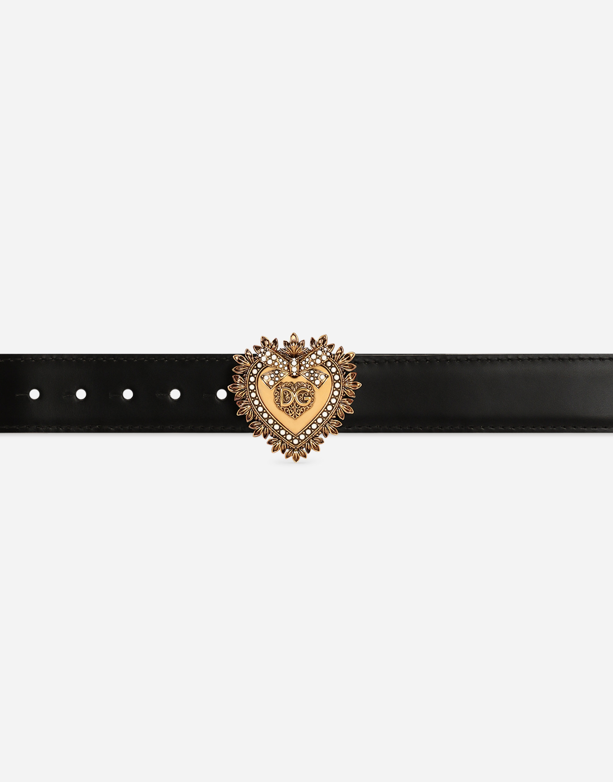 Shop Dolce & Gabbana Devotion Belt In Lux Leather In Black