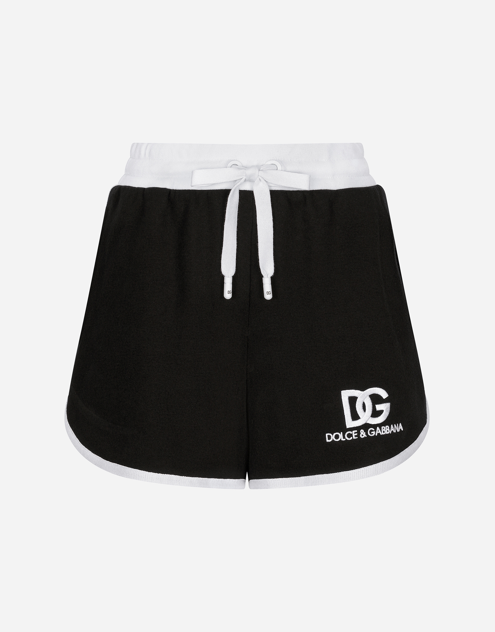 Dolce & Gabbana Jersey Shorts With Dg Logo Embroidery - Woman Pants And Shorts Black
