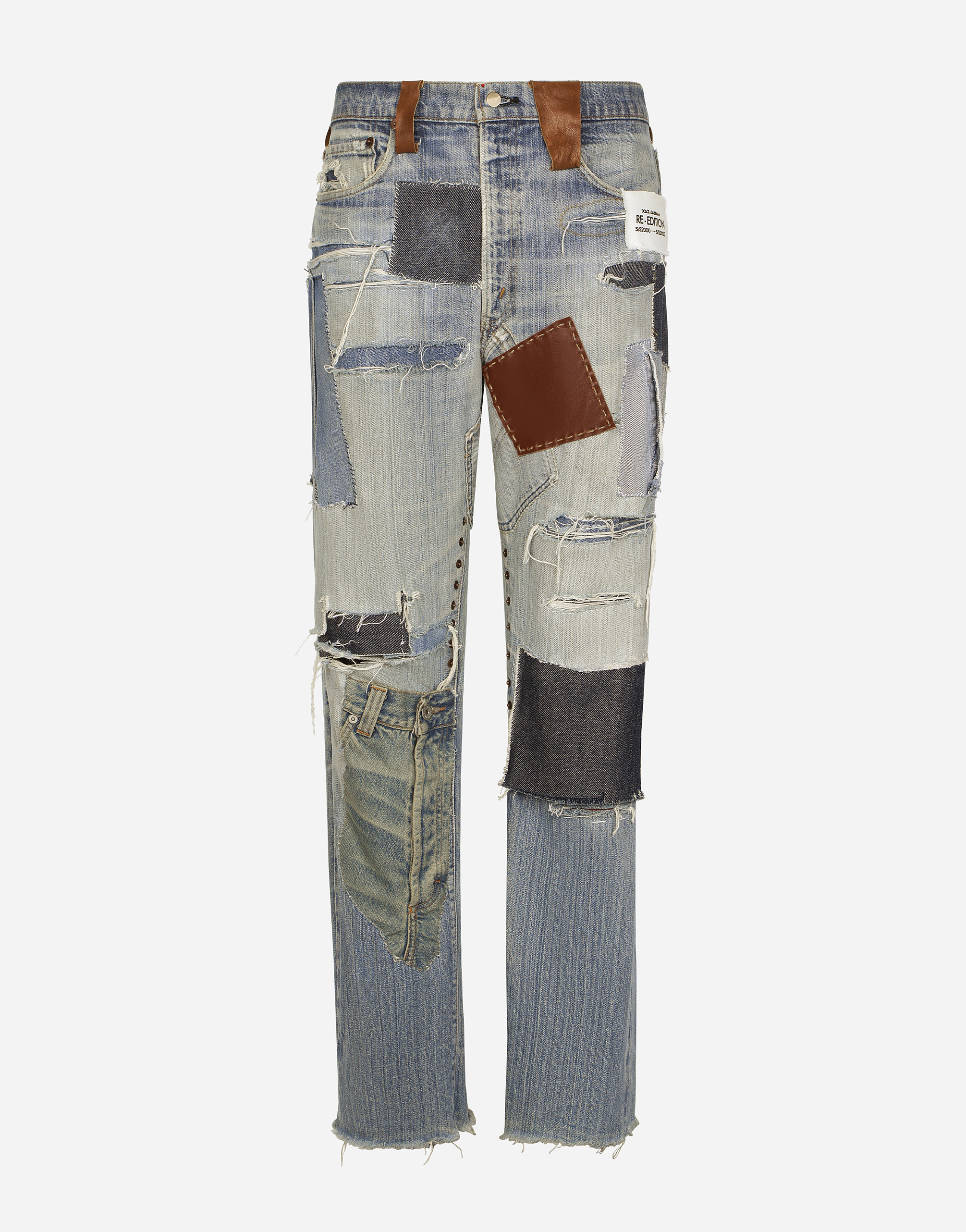 Dolce & Gabbana Straight-leg Patchwork Denim Jeans In Multicolor