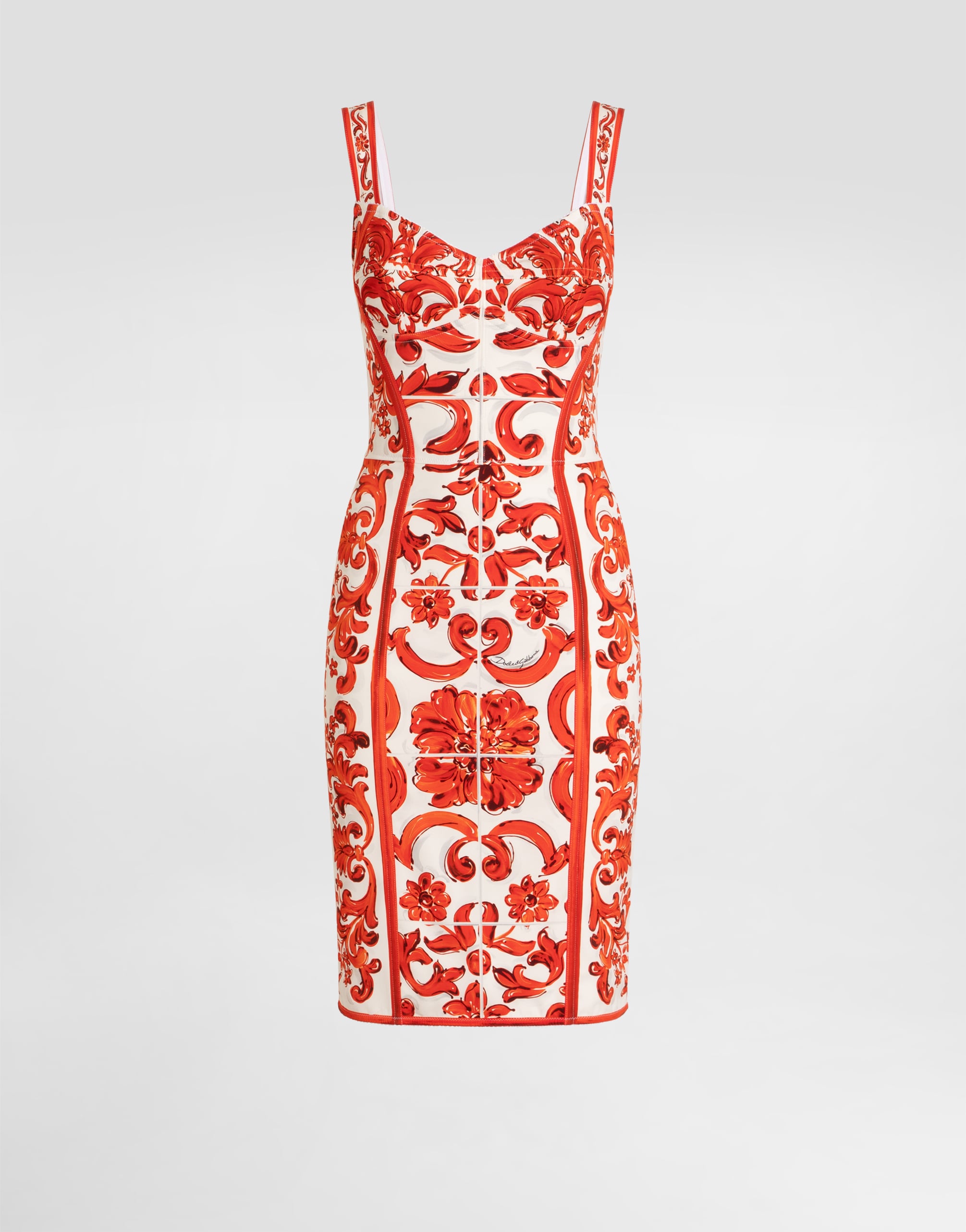 Majolica-print charmeuse short dress in Multicolor for Women