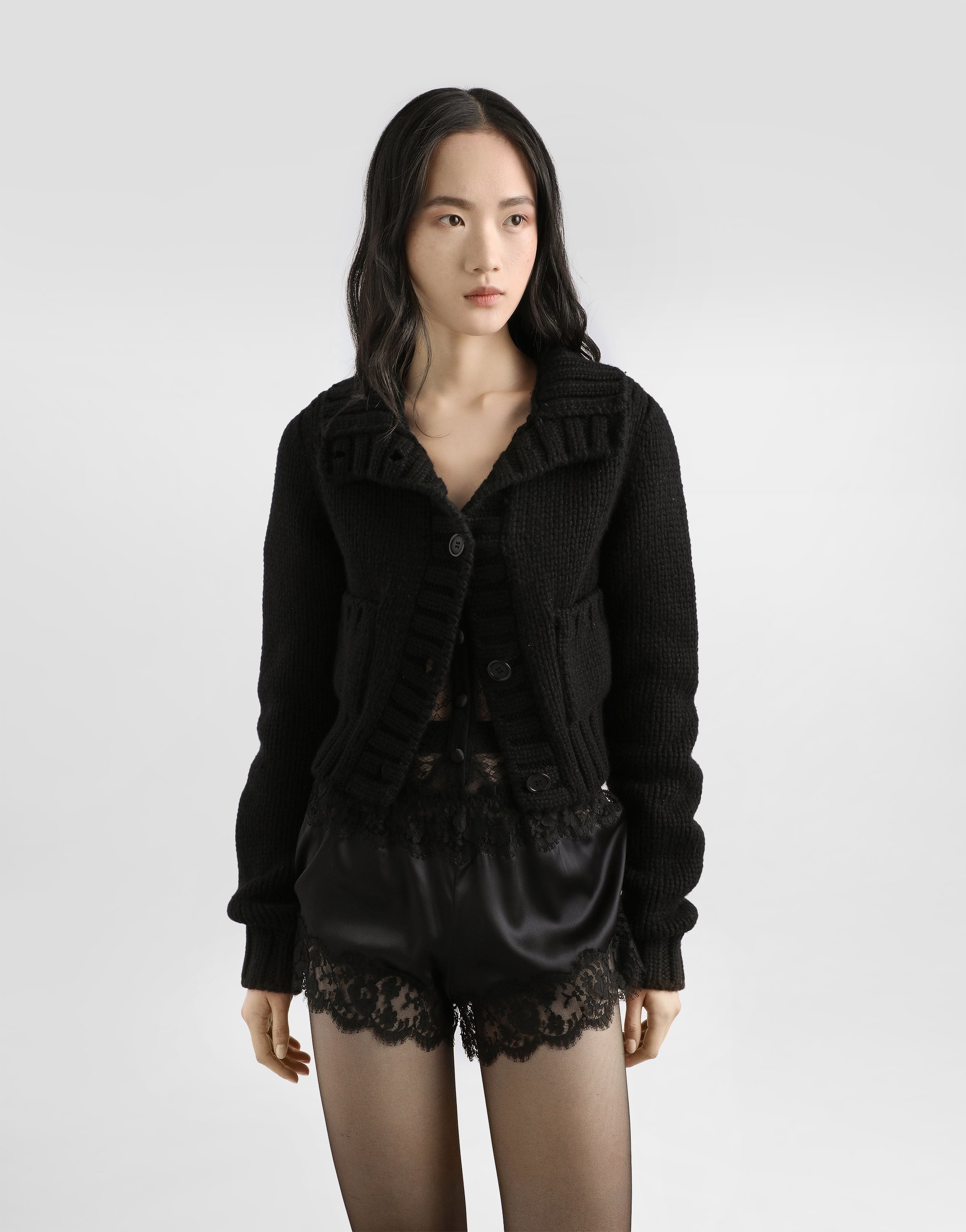 Dolce & Gabbana Virginwool And Cashmere Cardigan In Black