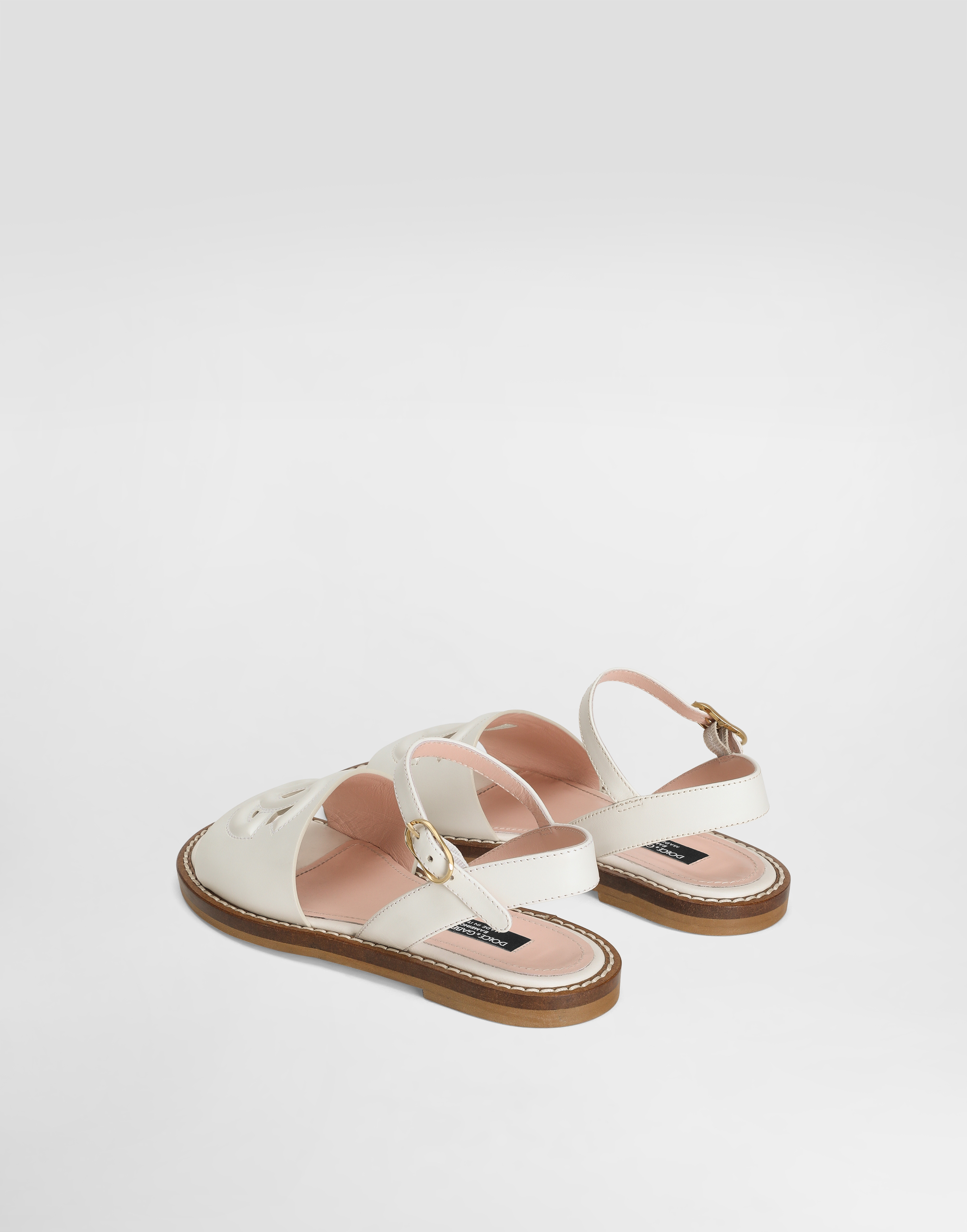 Dolce & Gabbana Calfskin Sandals With Cut-out Dg Logo In ホワイト