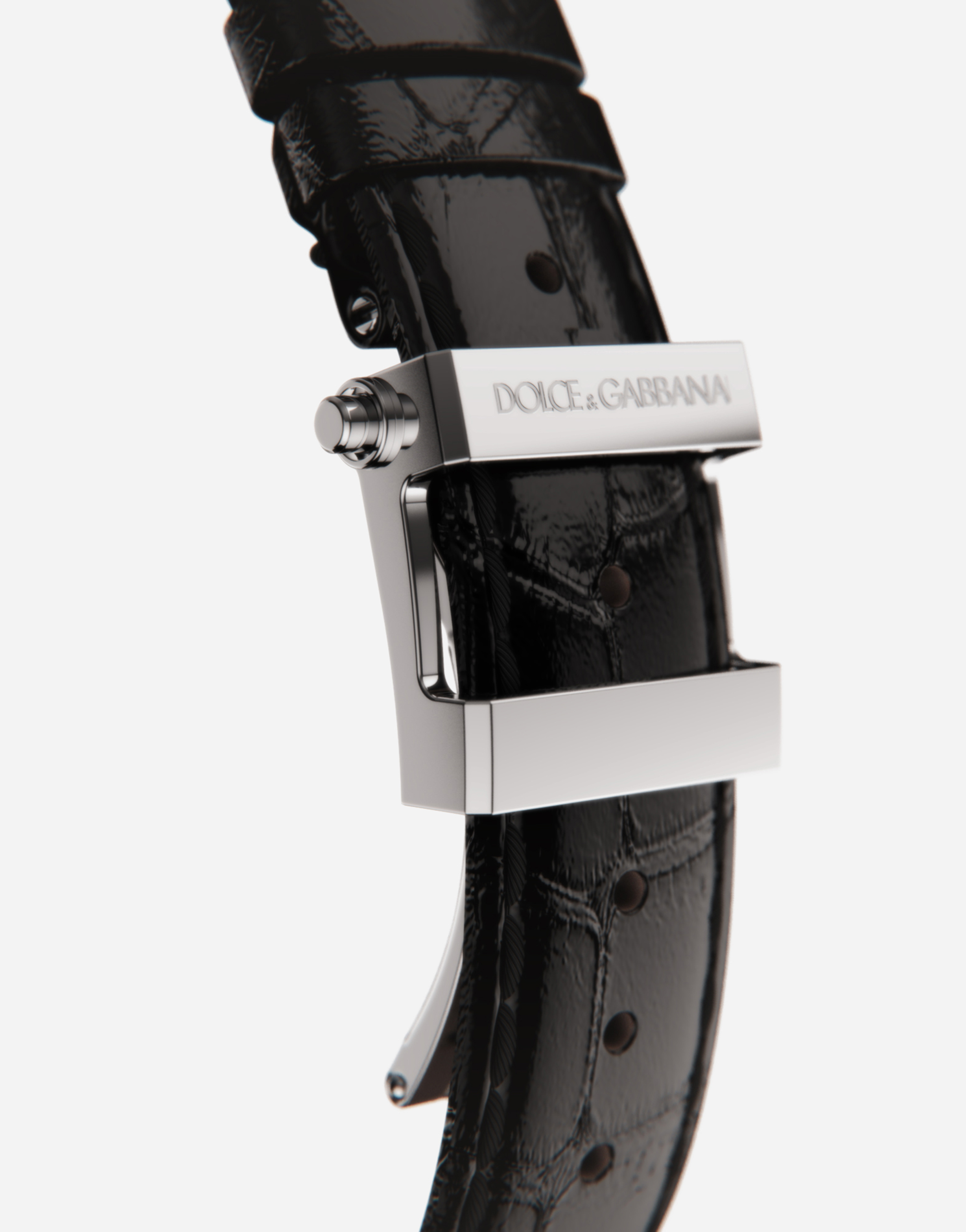 Dolce & Gabbana Dg7 Watch In Steel With Black Mother Of Pearl In Black