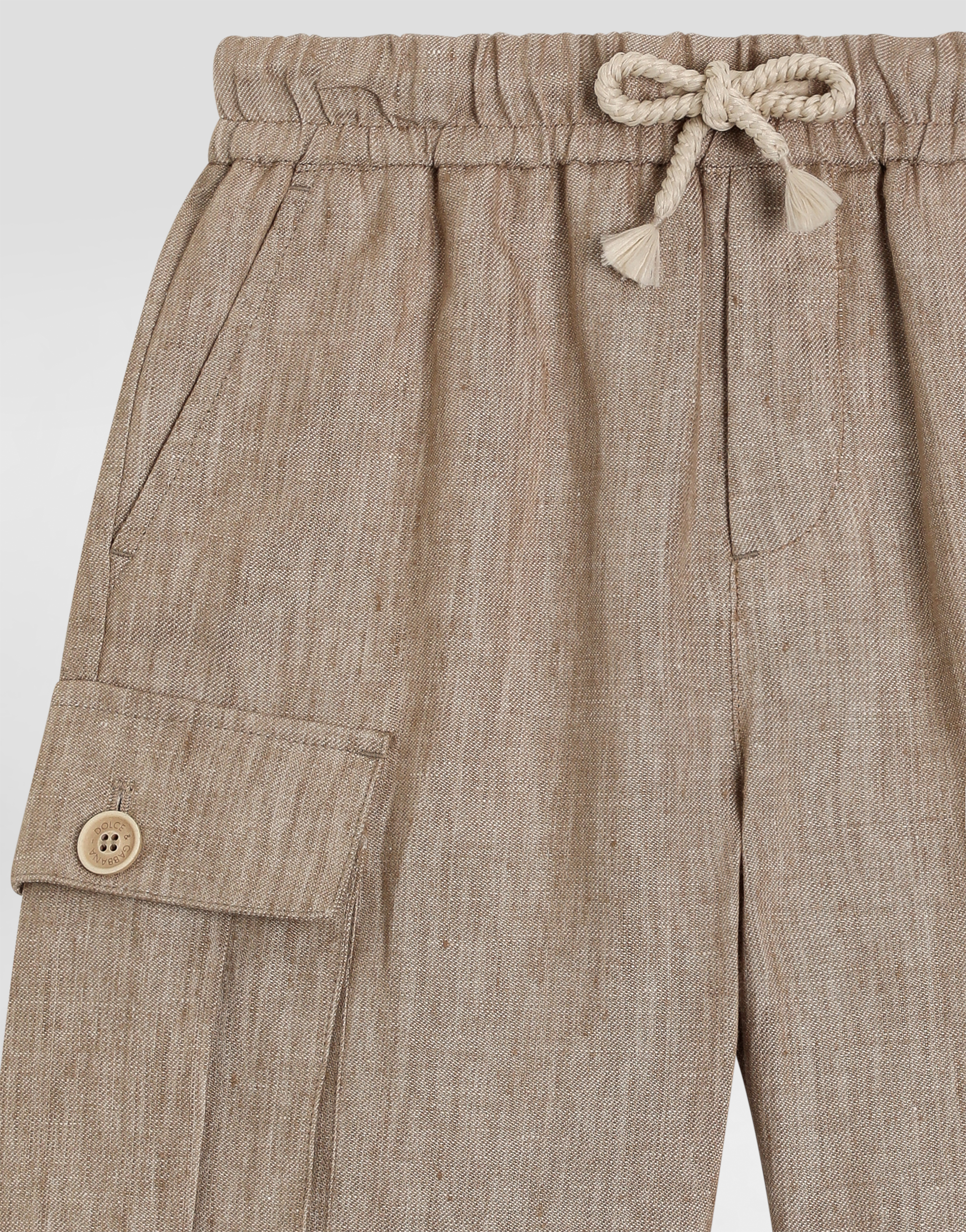 Dolce & Gabbana Canvas Cargo Shorts With Dolce&gabbana Logo In Beige