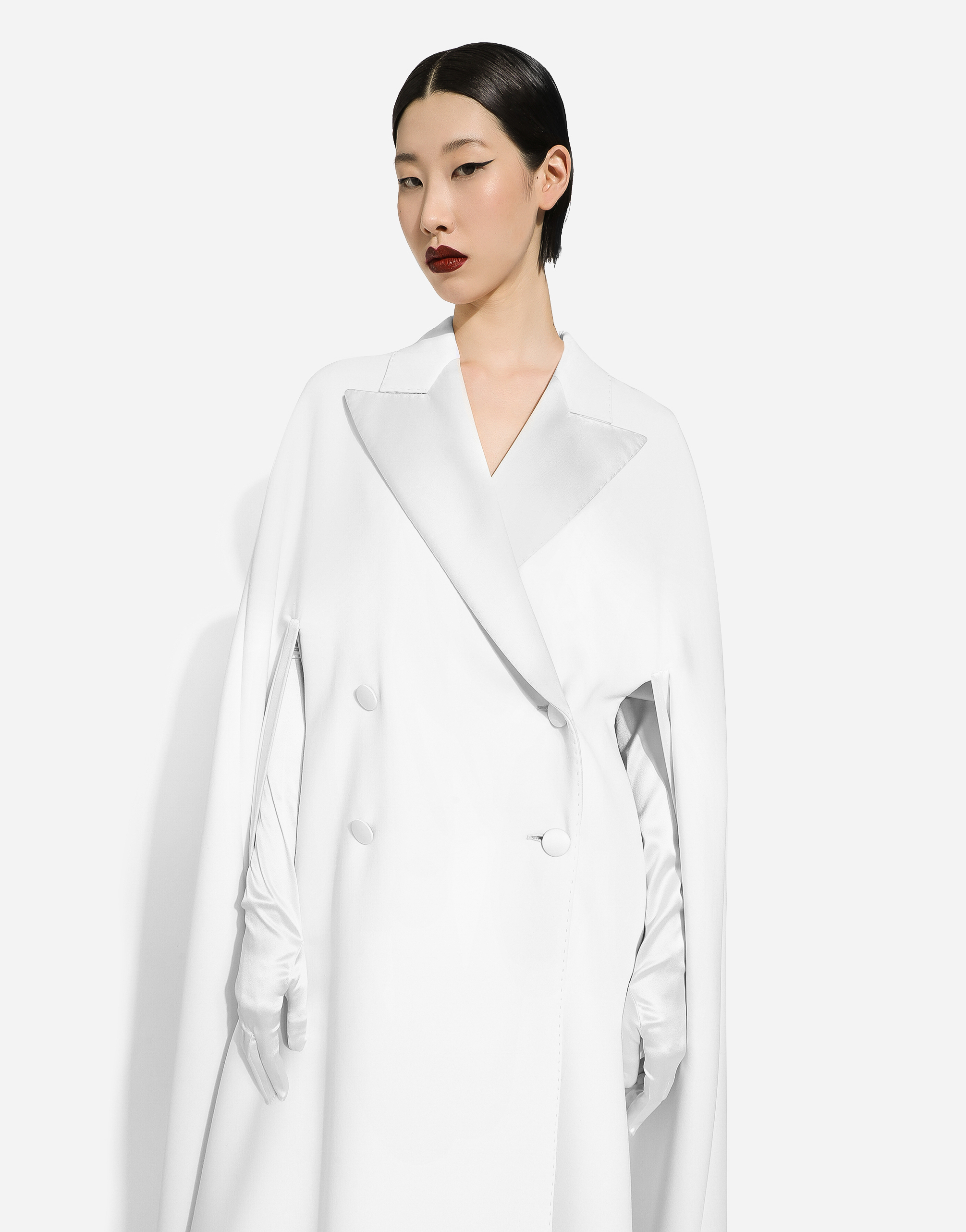 Dolce & Gabbana Double-breasted Wool Cape In White