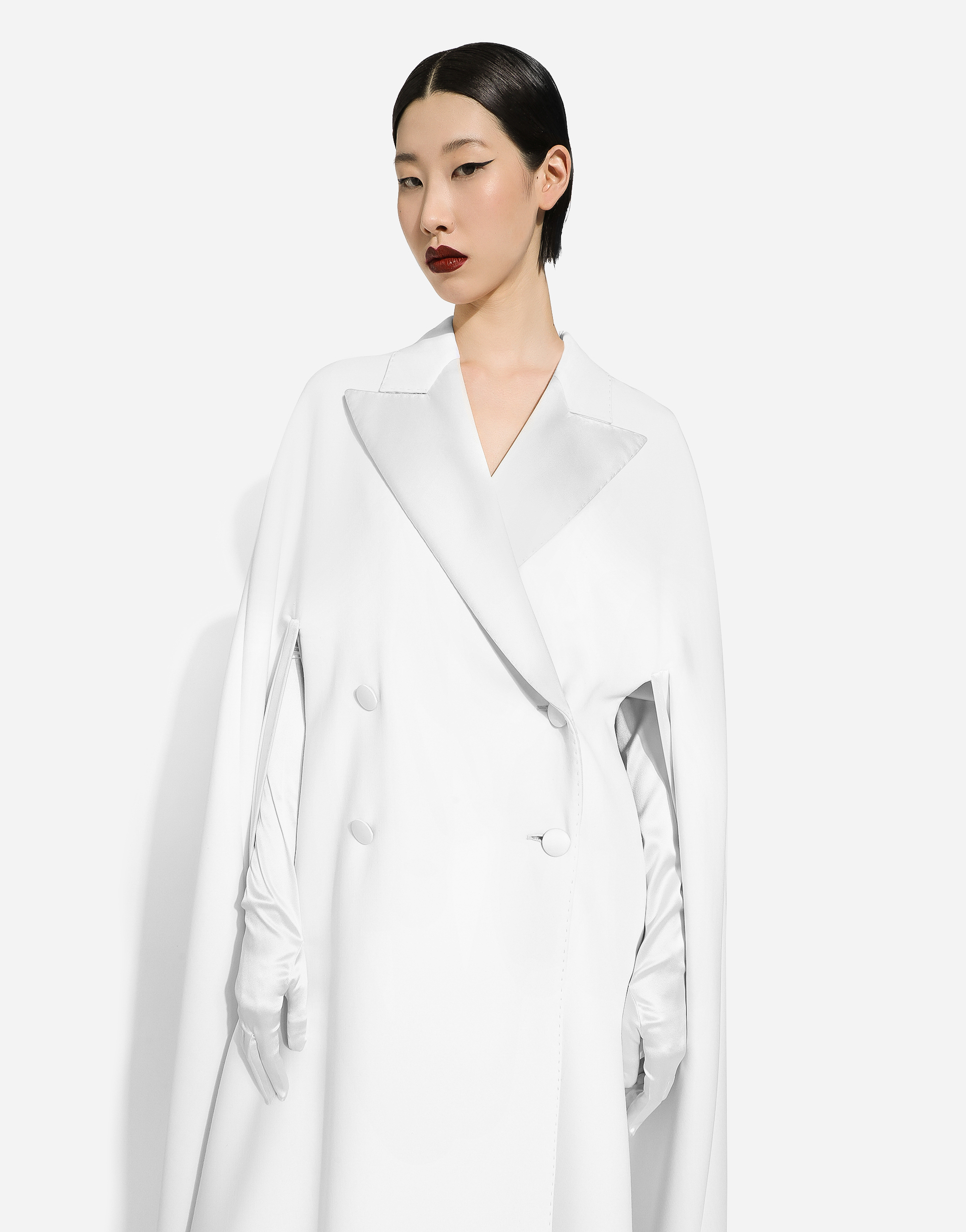 Shop Dolce & Gabbana Double-breasted Wool Cape In White