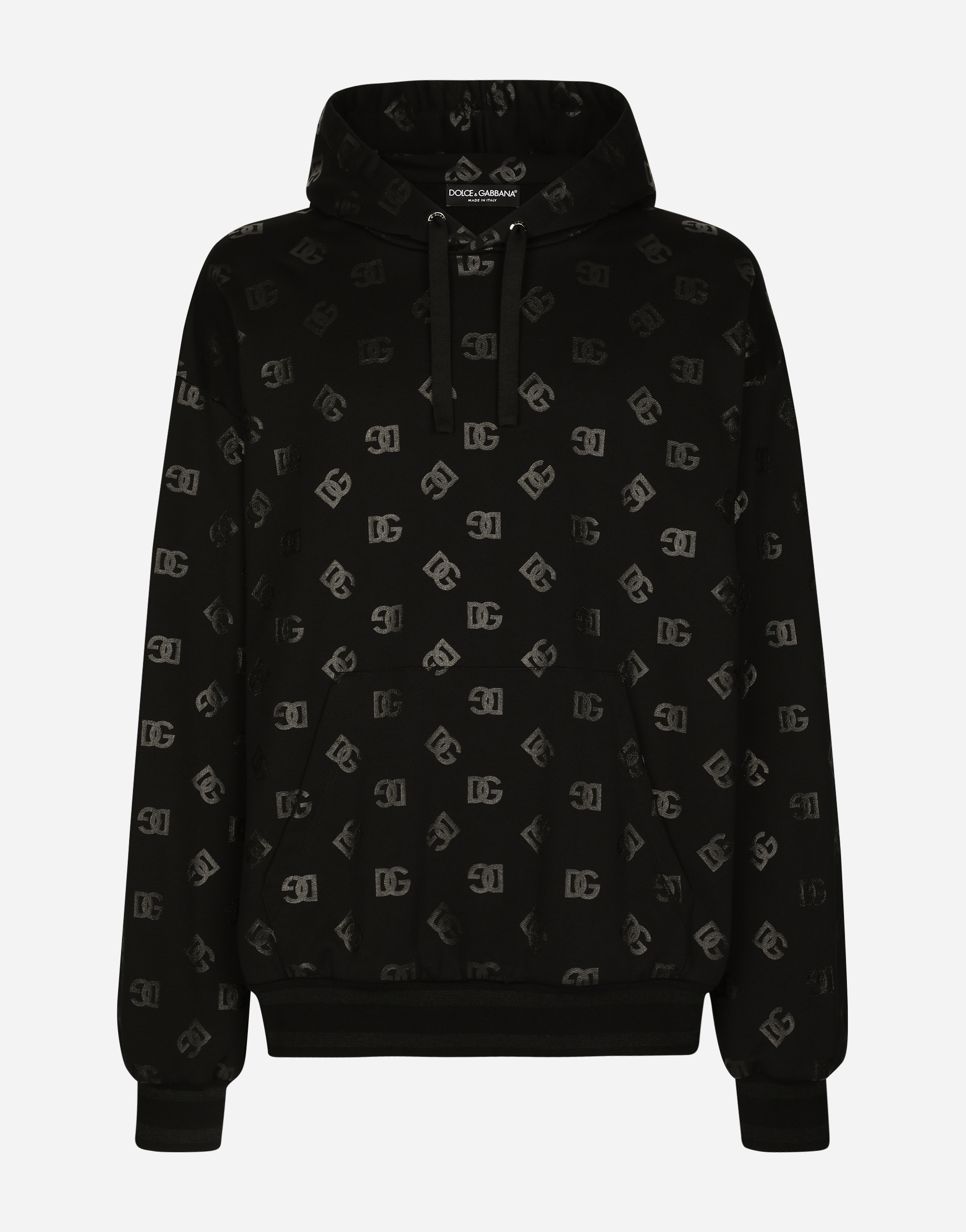 DOLCE & GABBANA JERSEY HOODIE WITH DG PRINT
