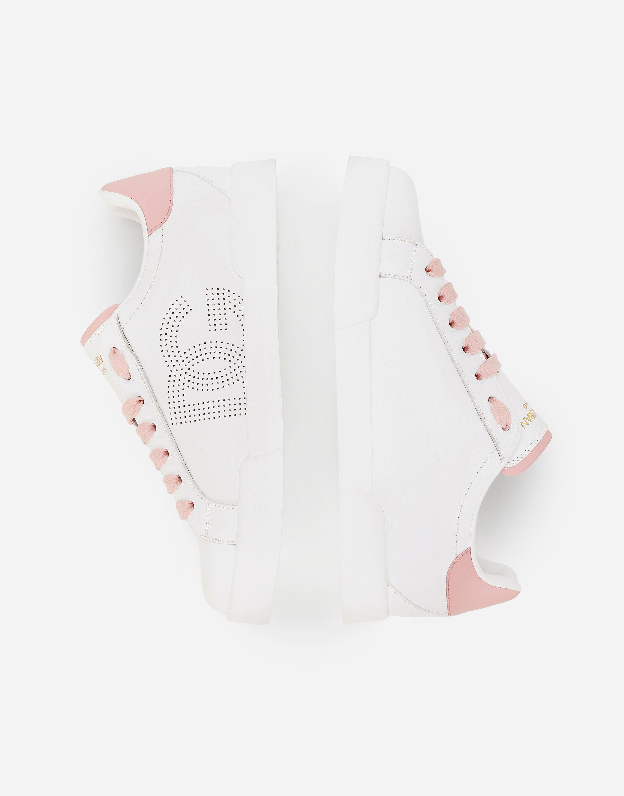 Dolce & Gabbana Portofino Low-top Leather Sneakers With Lateral Monogram In Pink
