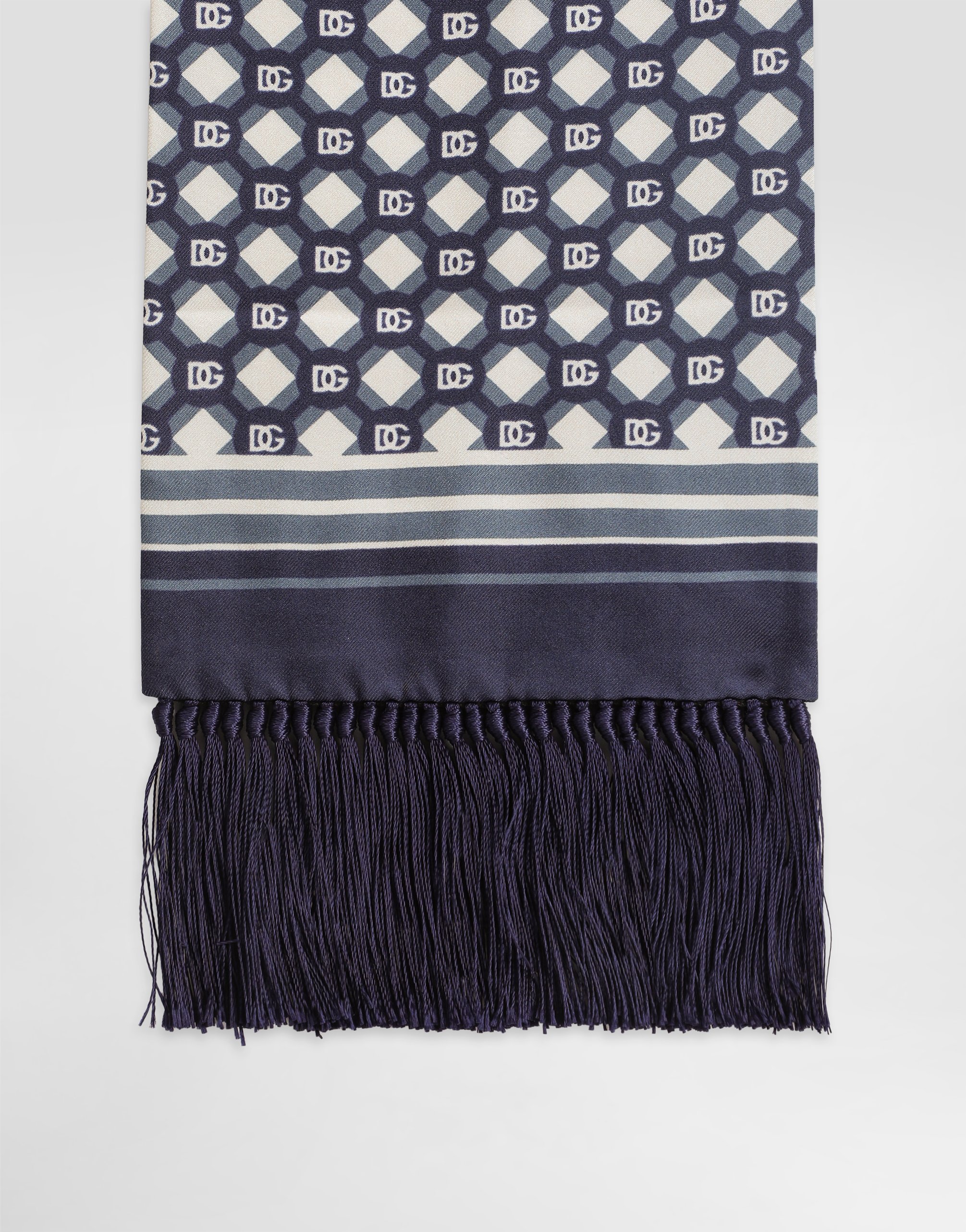 Silk twill scarf with micro-design and logo