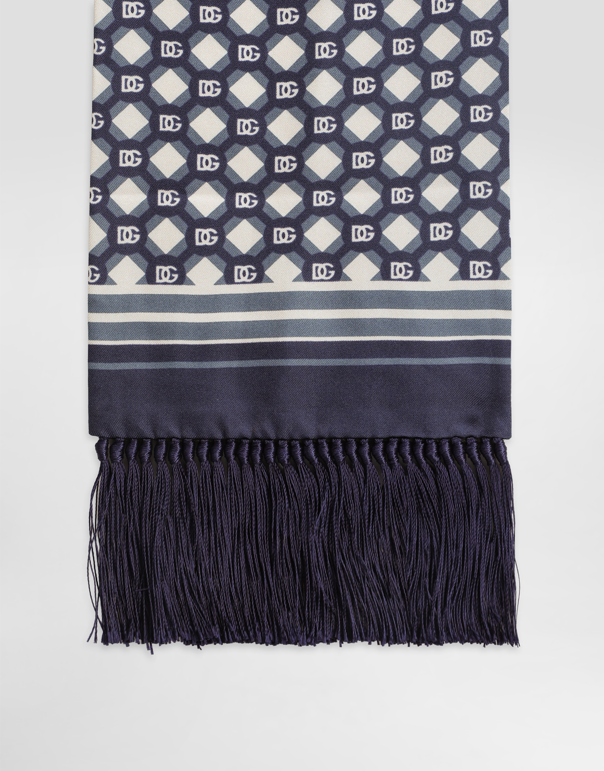  Dolce & Gabbana Dolce & Gabbana Silk Twill Scarf With Micro-design And Logo - Man Scarves And Silks Multicolor Onesize 