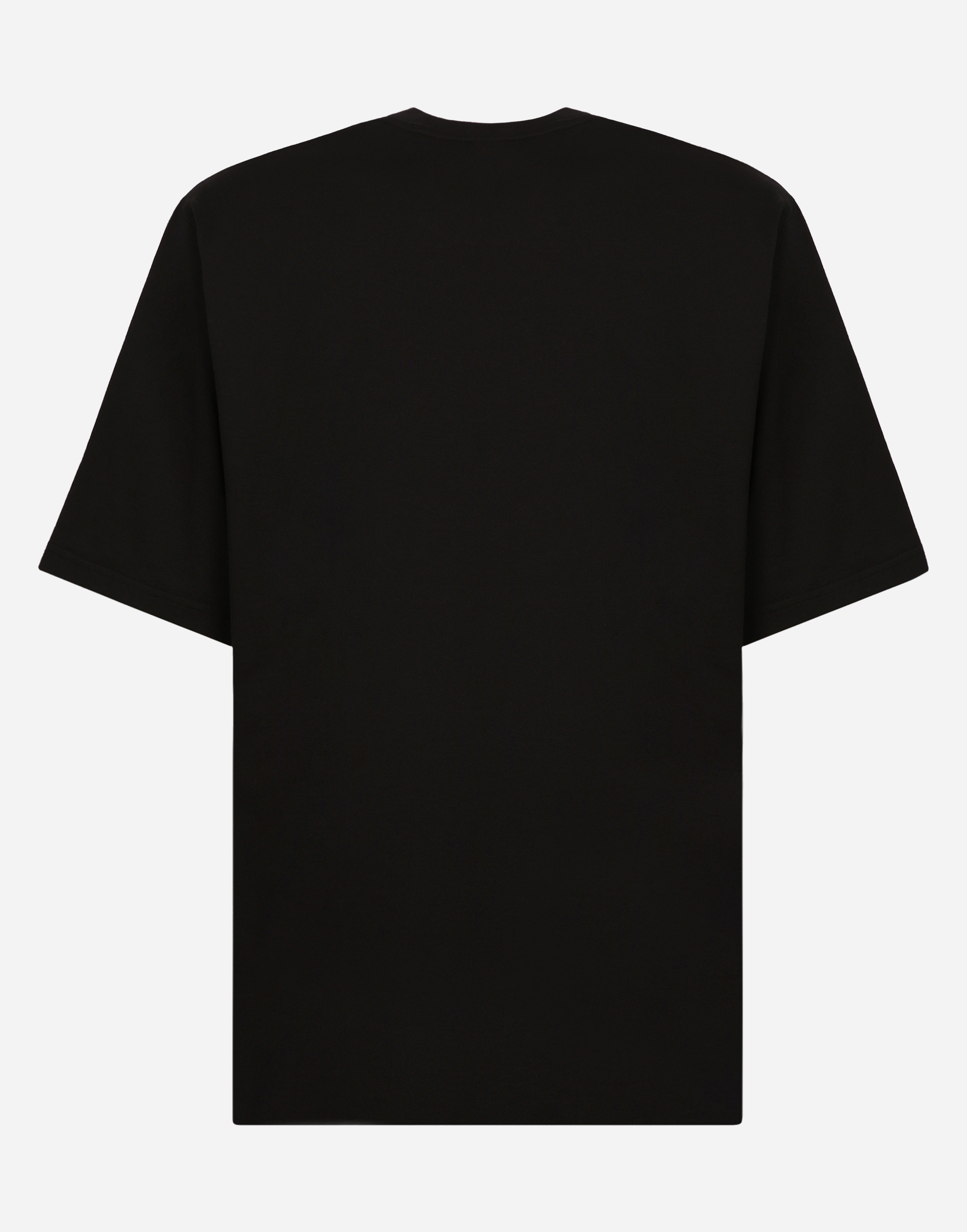 Shop Dolce & Gabbana Cotton Round-neck T-shirt With Dolce&gabbana Print In Black