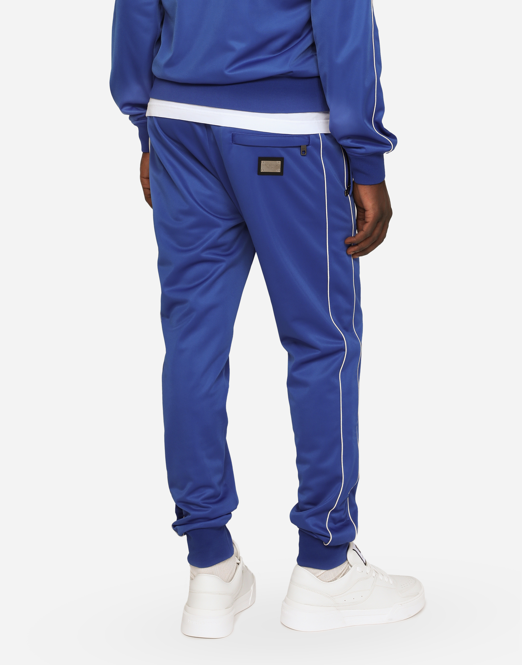 Shop Dolce & Gabbana Triacetate Jogging Pants With Bands In Blue