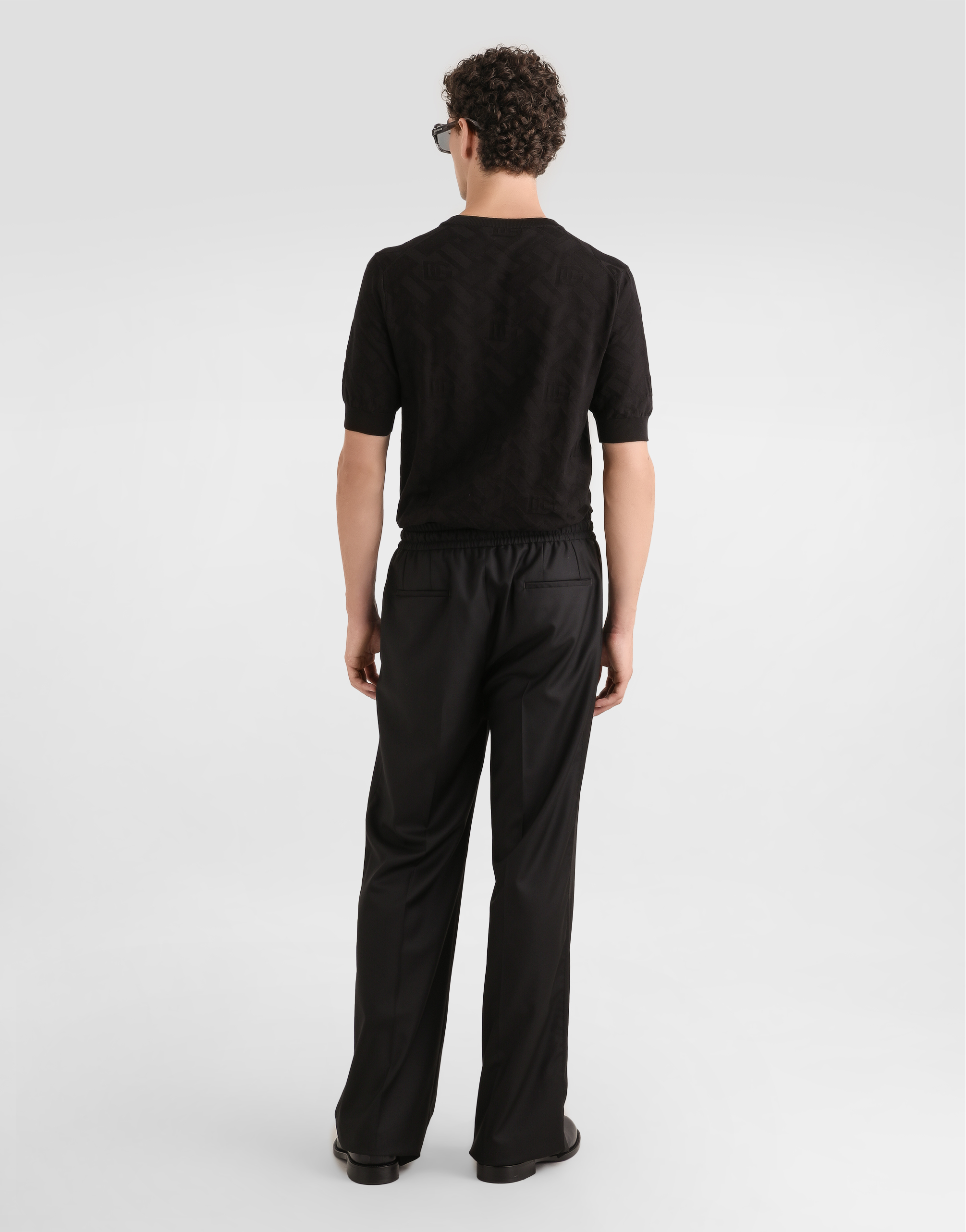 Dolce & Gabbana Micro-dot Stitch Silk Pullover In Black