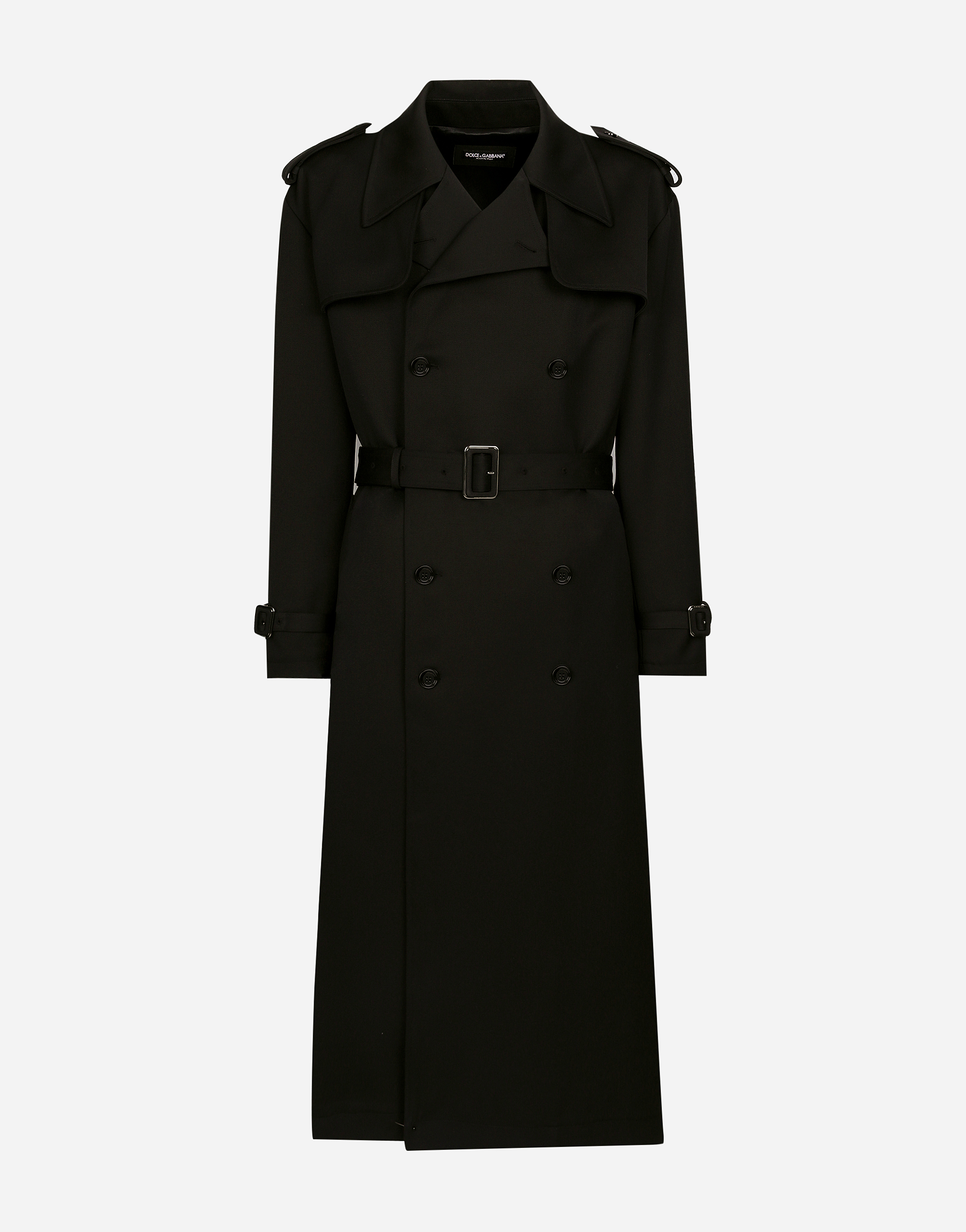 Dolce & Gabbana Double-breasted Wool Trench Coat - Man Coats And Jackets Black