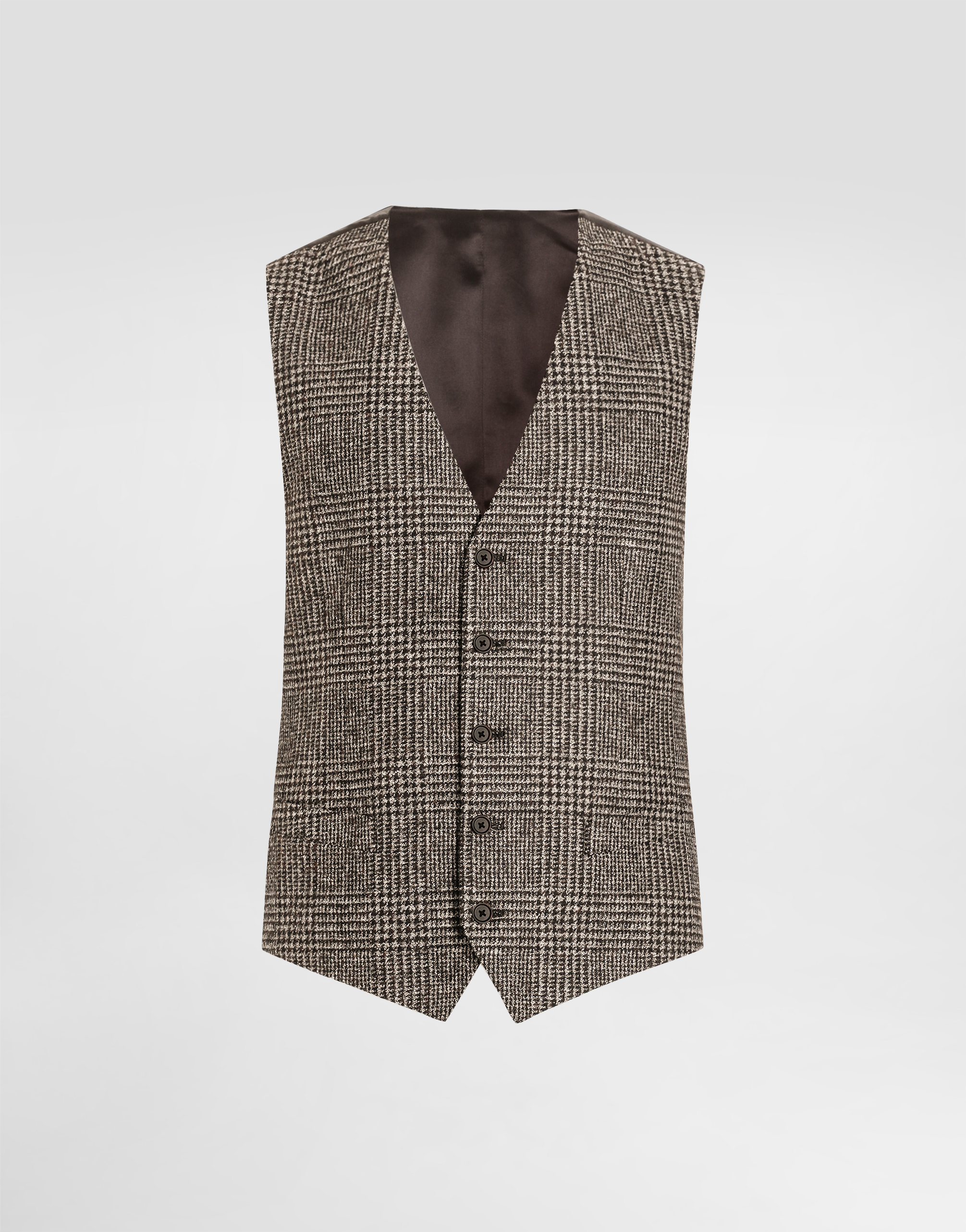 Dolce & Gabbana Glen Check-pattern Waistcoat In Brown