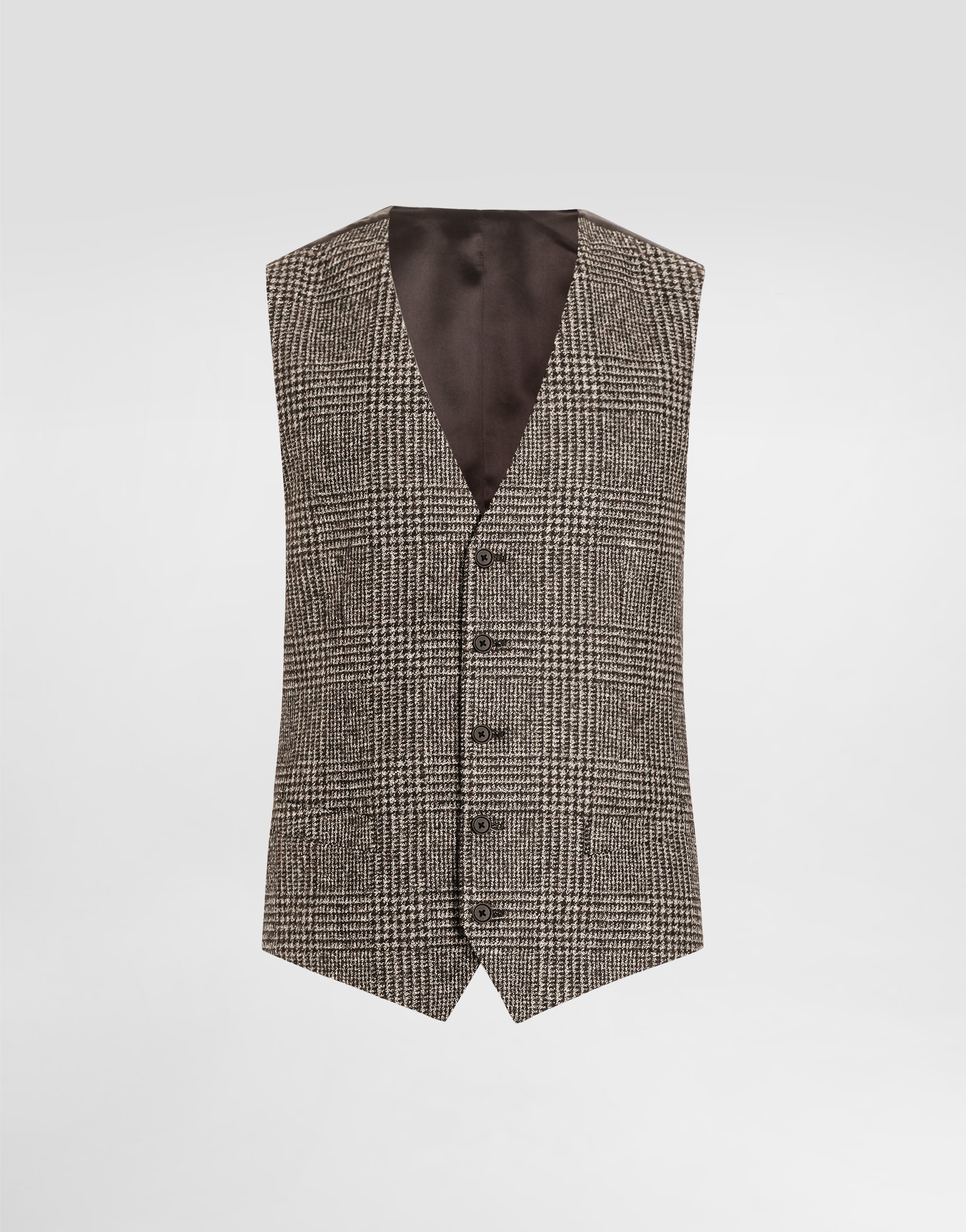 Dolce & Gabbana Glen Check-pattern Waistcoat In Brown