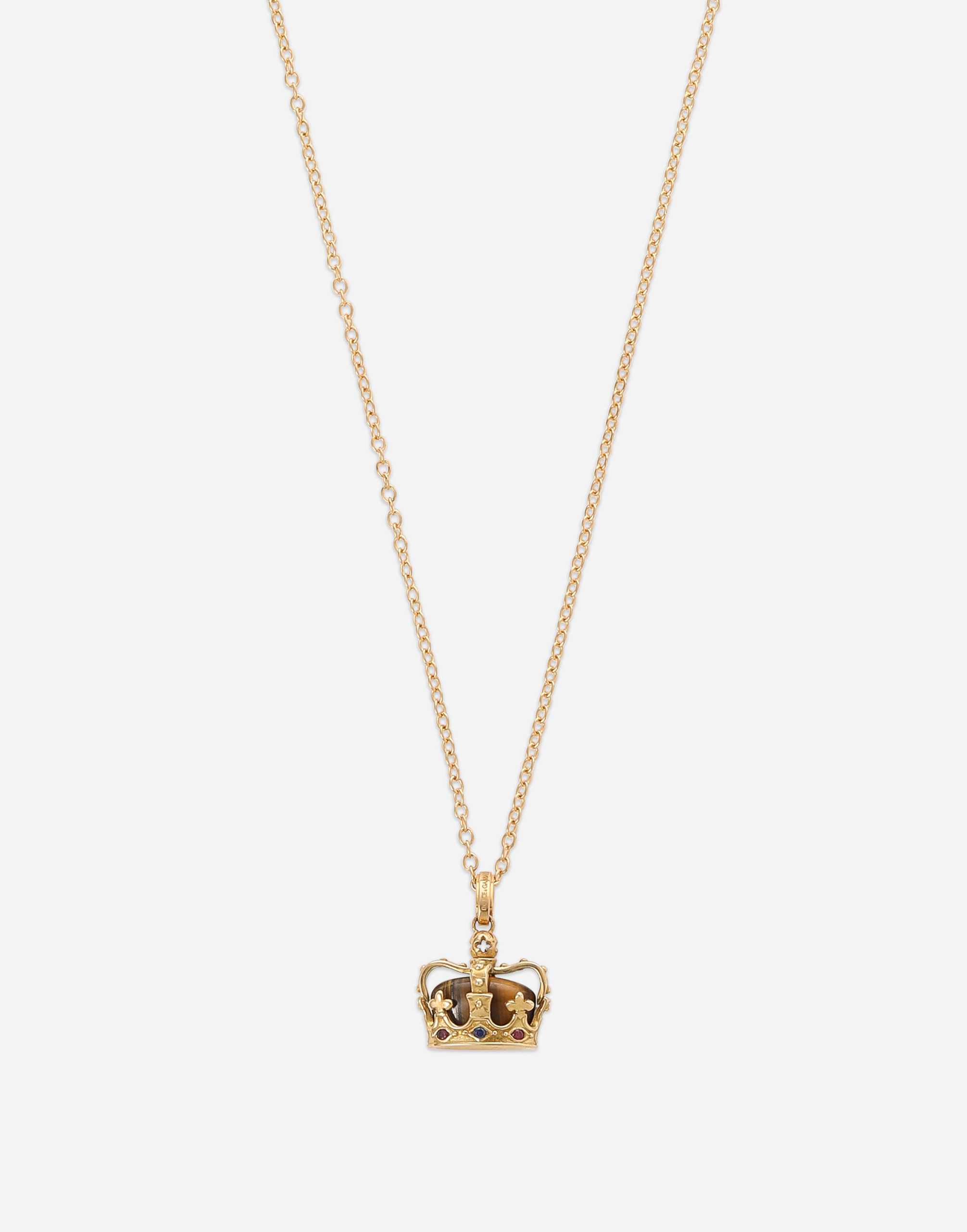 DOLCE & GABBANA CROWN YELLOW GOLD PENDANT WITH IRON EYE