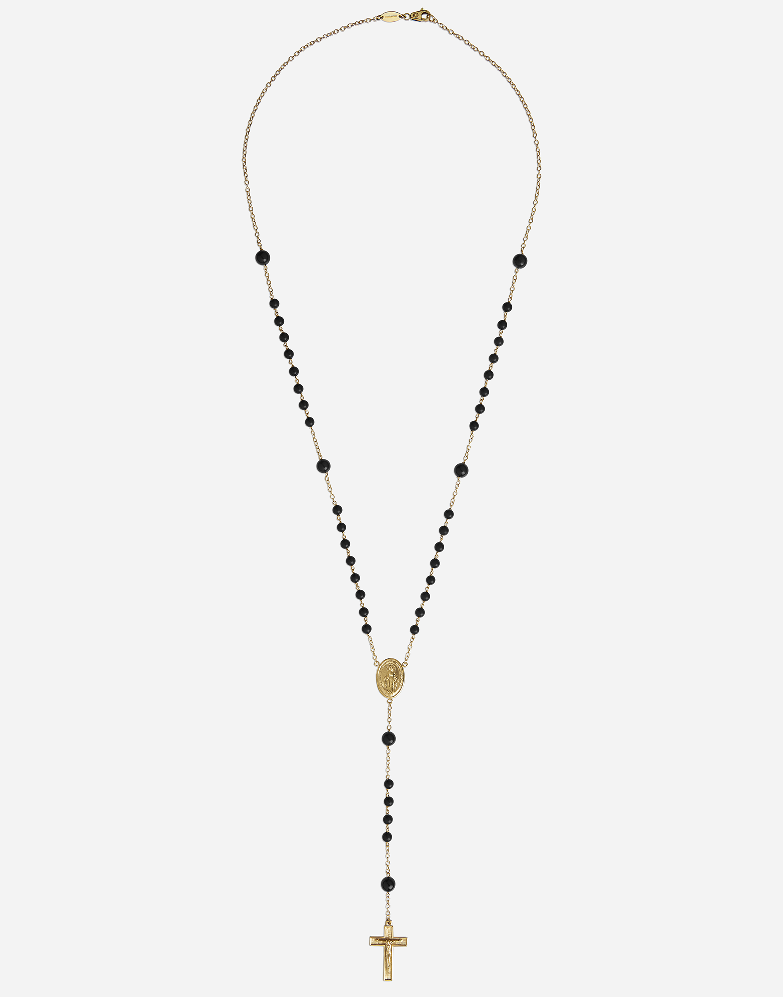  Dolce & Gabbana Dolce & Gabbana Sicily Rosary Necklace 18-carat Yellow Gold And Black Jades - Man Necklaces Gold Onesize 