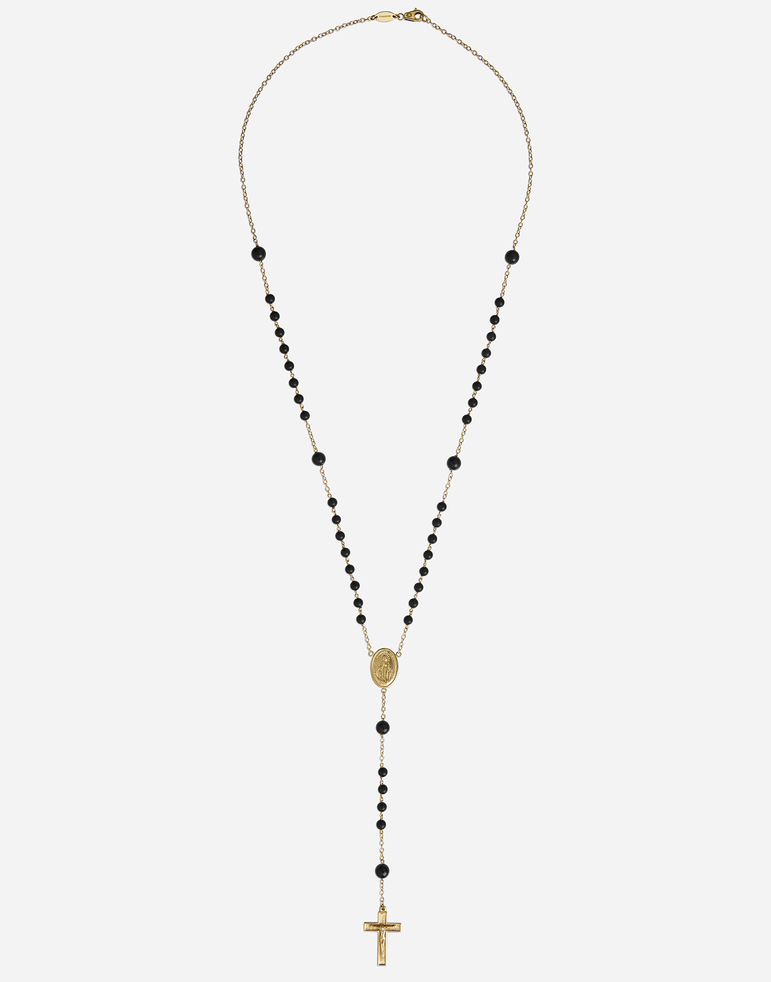 Shop Dolce & Gabbana Rosary Necklace In Gold/black