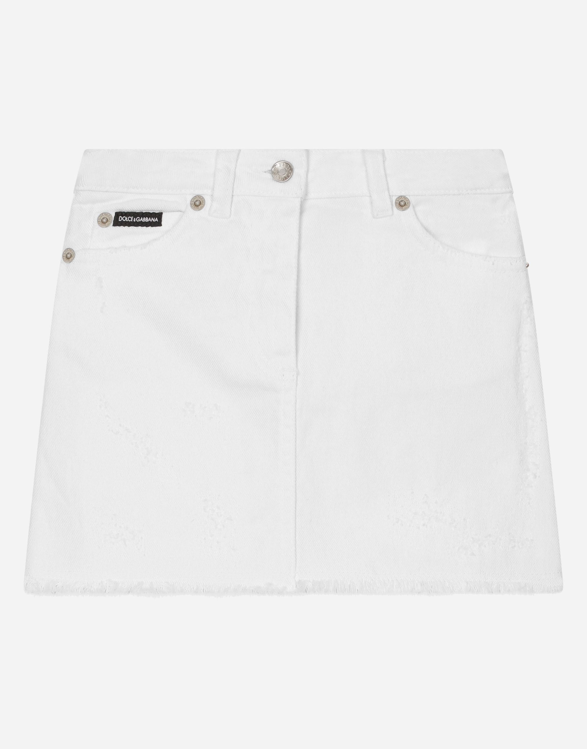 Dolce & Gabbana Kids' Short White Stretch Denim Skirt