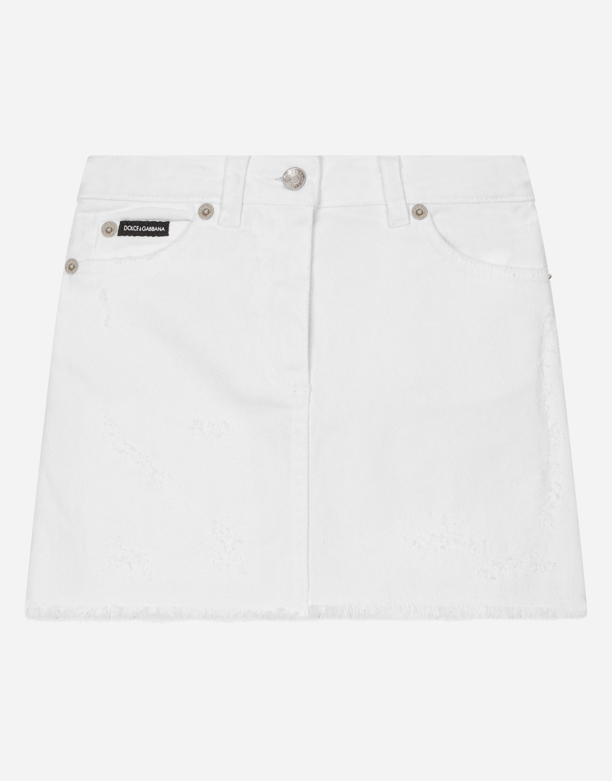 Dolce & Gabbana Kids' Short White Stretch Denim Skirt