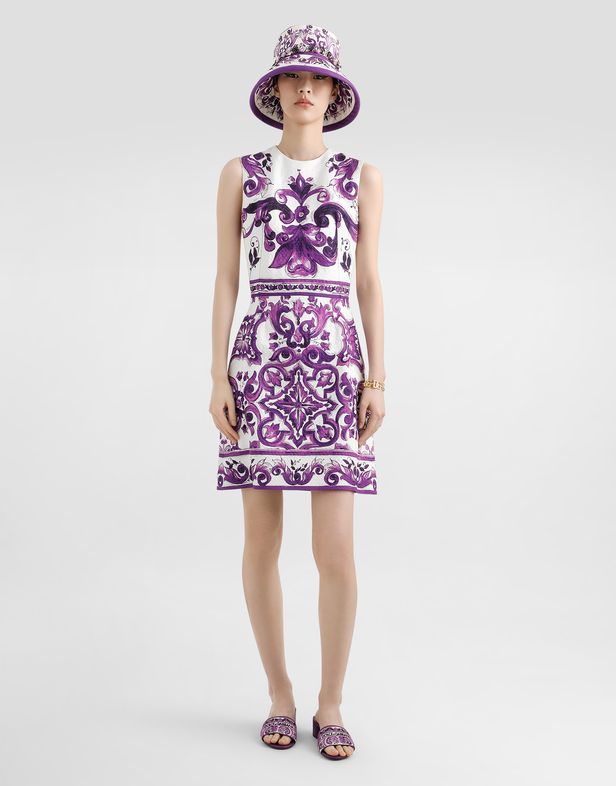 Dolce & Gabbana Women Maiolica Print Cotton Blend Dress