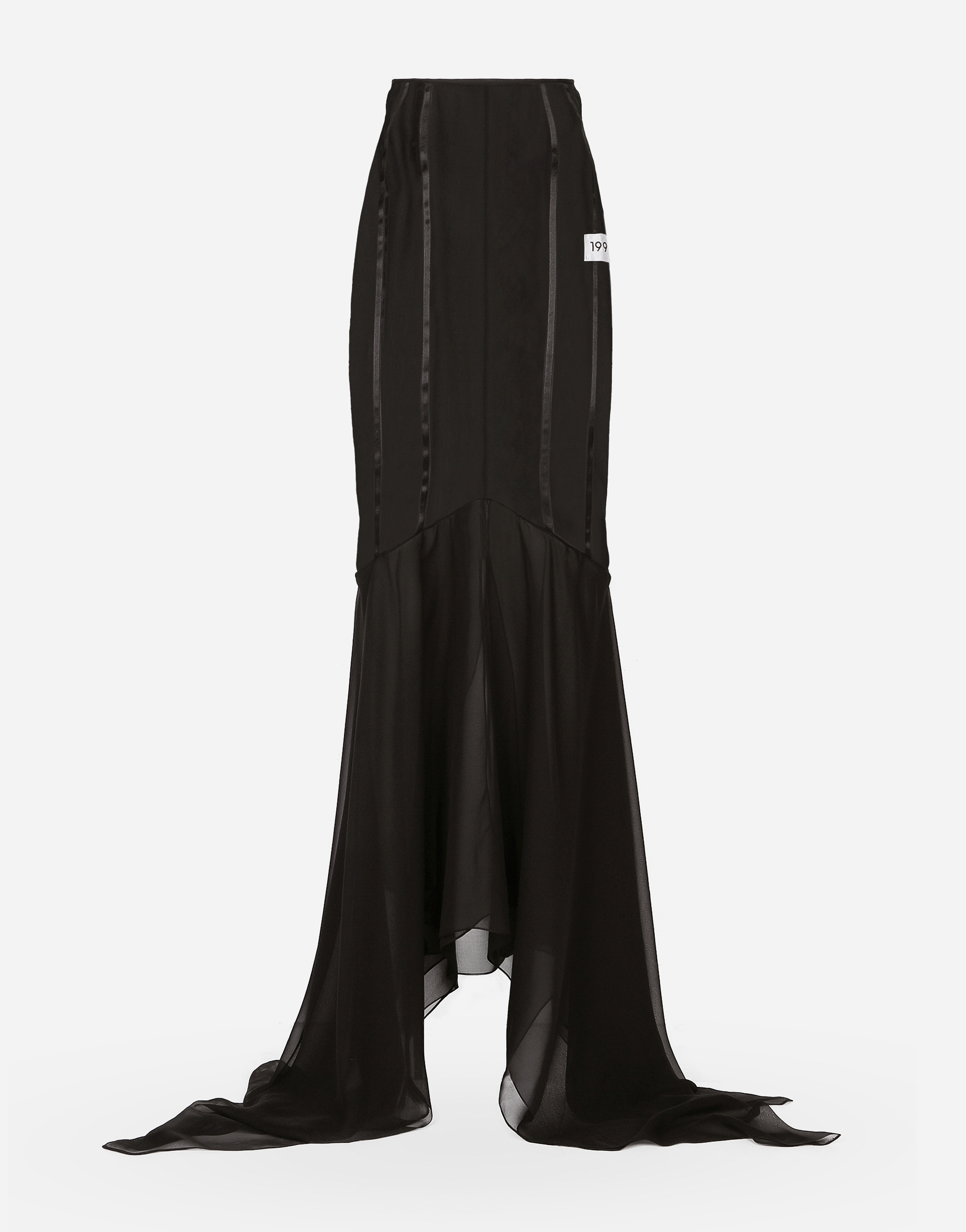 Dolce & Gabbana Long Silk Skirt With Mermaid Ruffle - Woman Skirts Black Silk