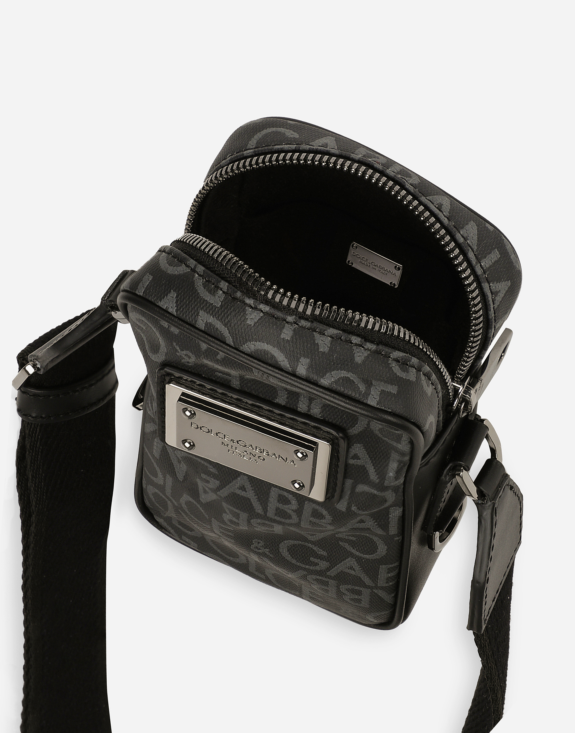 DOLCE & GABBANA SMALL COATED JACQUARD CROSSBODY BAG