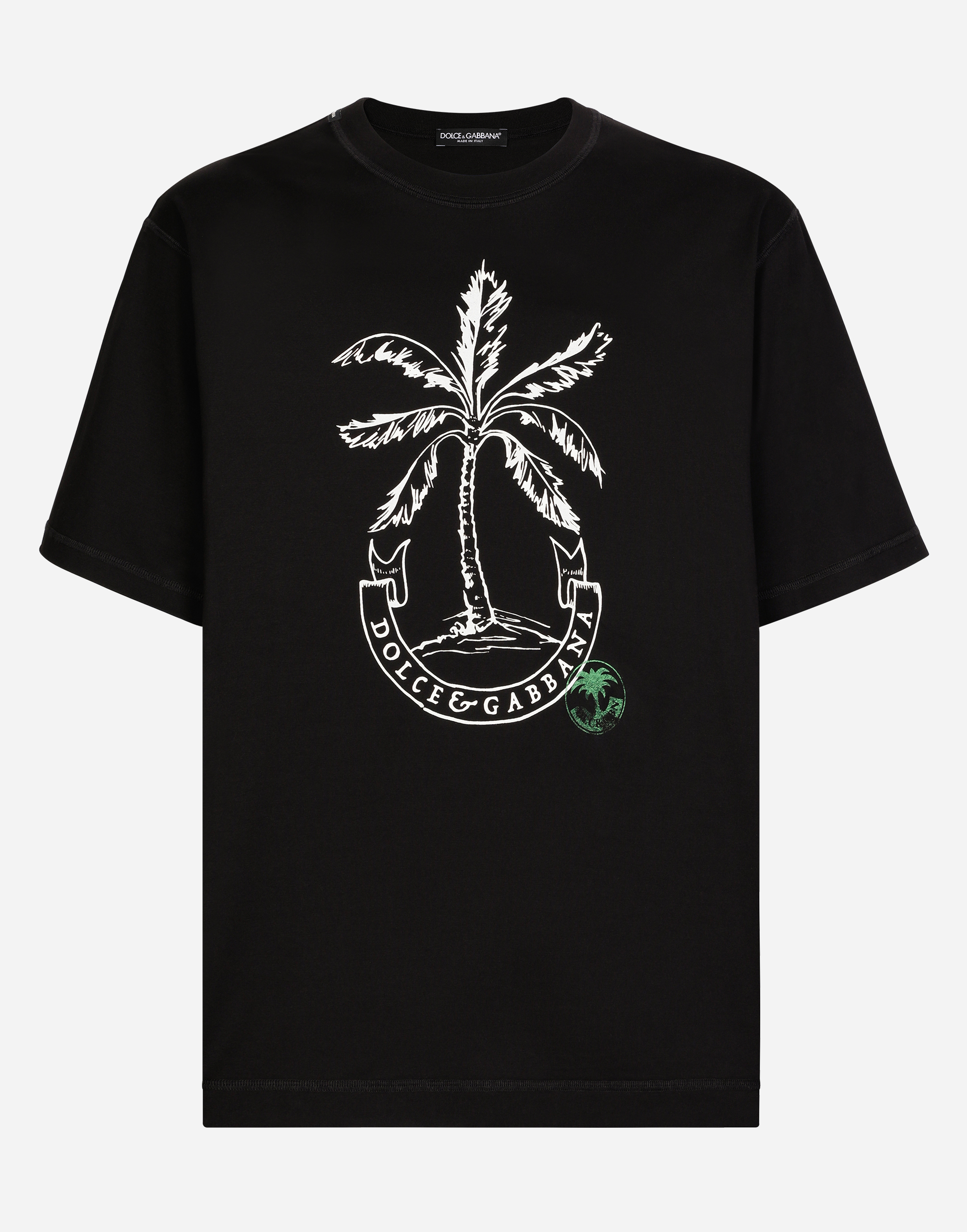 Dolce & Gabbana Short-sleeved Banana-tree-print T-shirt In Black