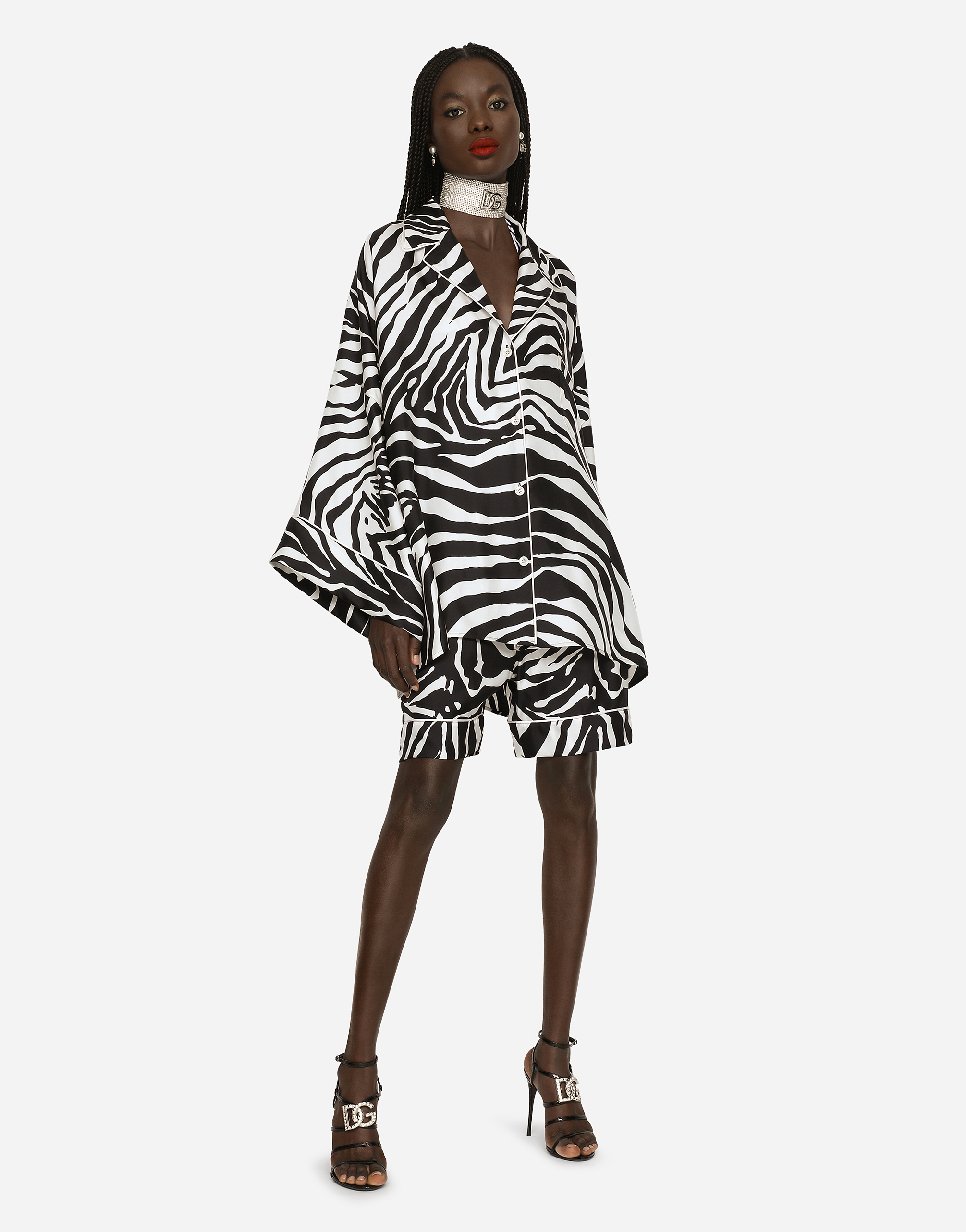 Dolce & Gabbana Zebra-print Twill Pajama Shorts In Multicolor