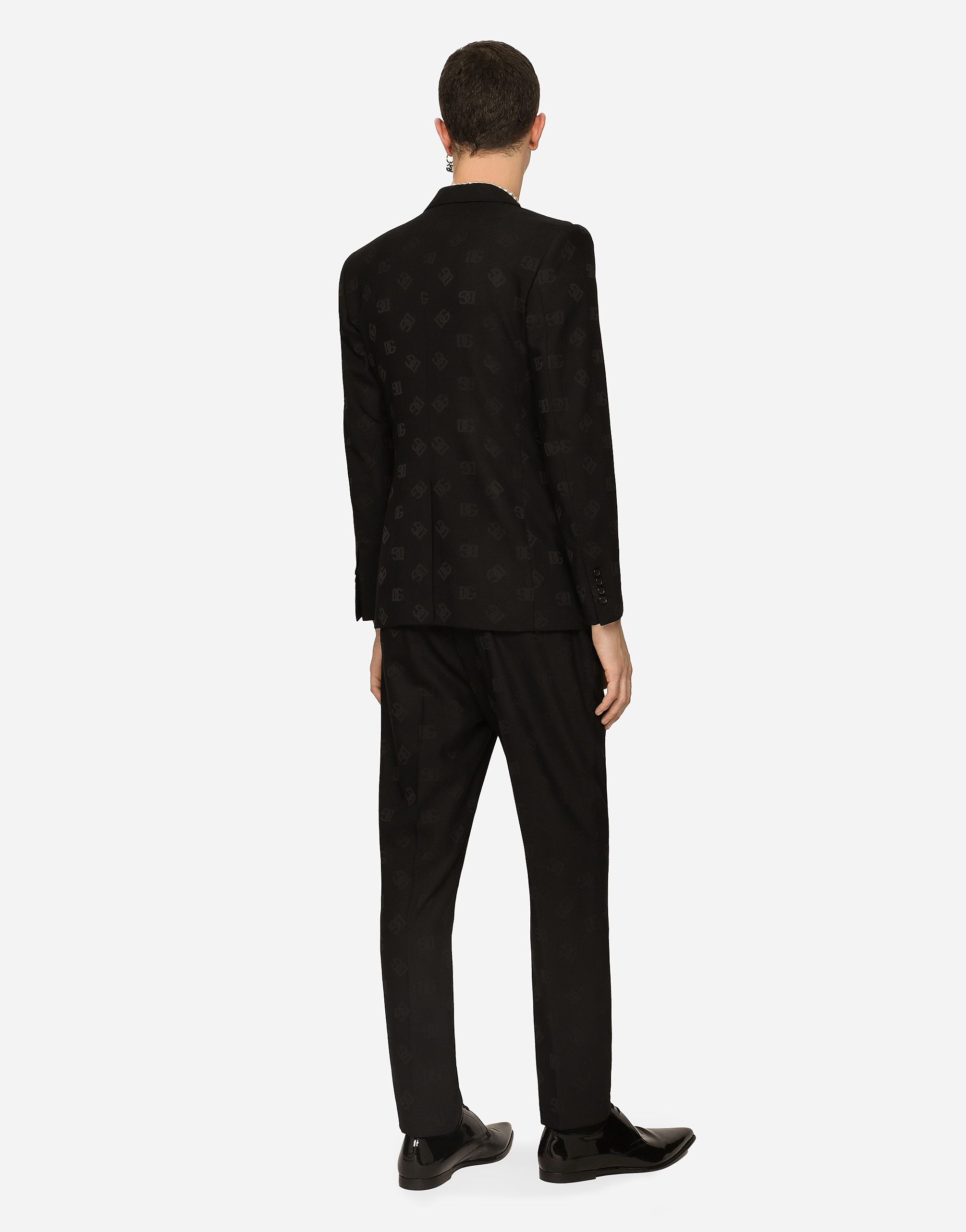 DOLCE & GABBANA SINGLE-BREASTED JACQUARD SICILIA-FIT JACKET WITH DG MONOGRAM DESIGN