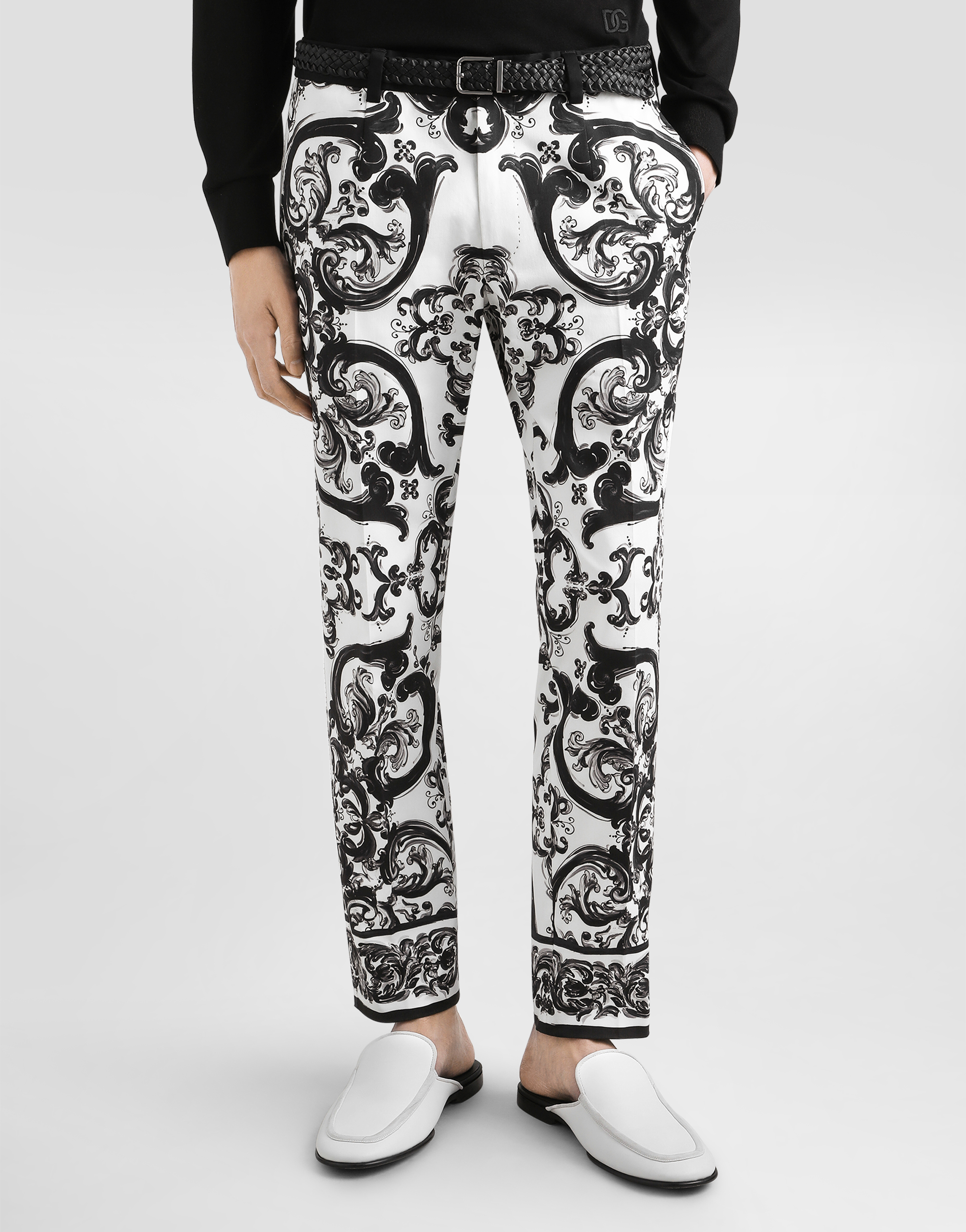 majolica-print trousers