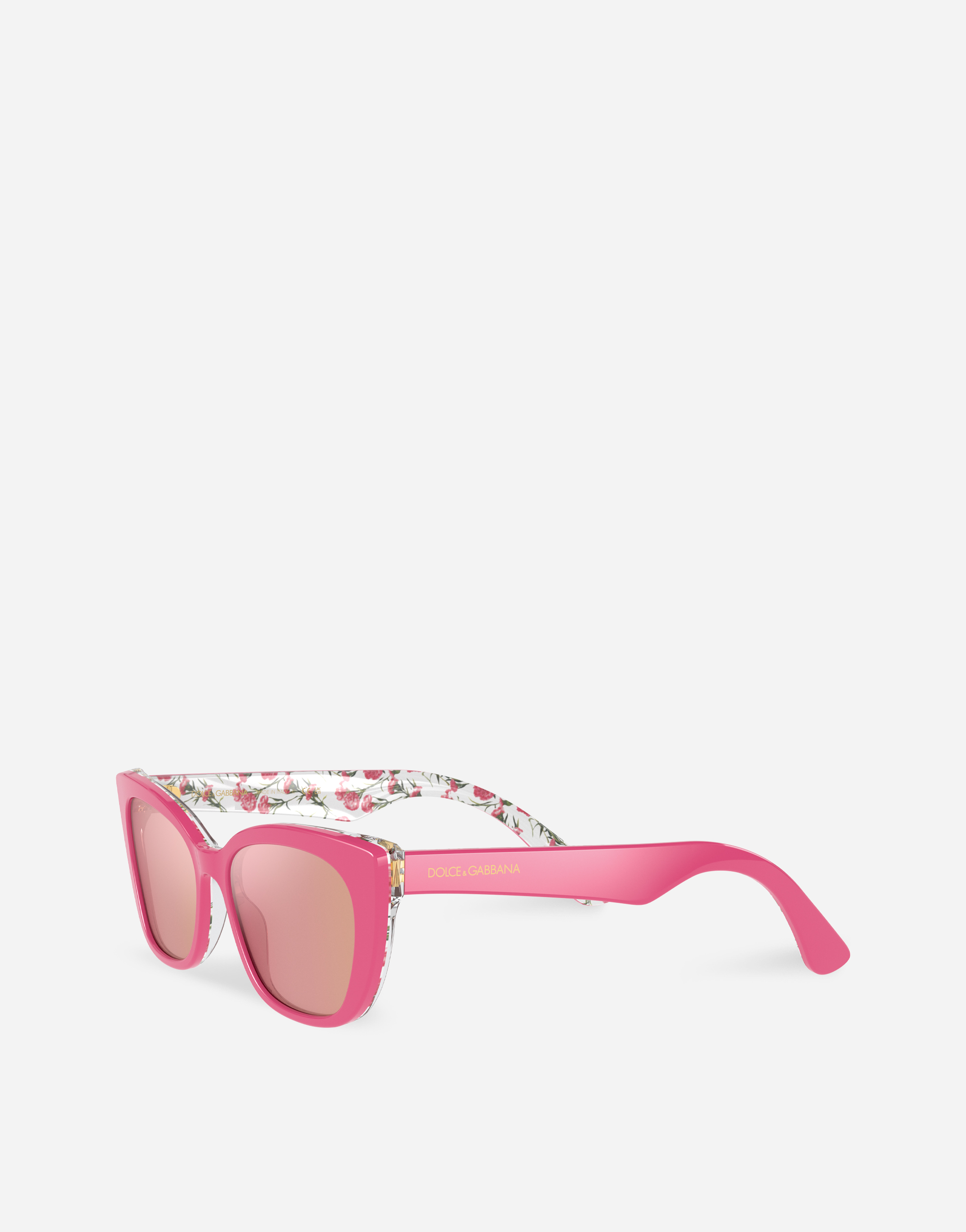 Shop Dolce & Gabbana Happy Garden Sunglasses In Pink On Flowers Print