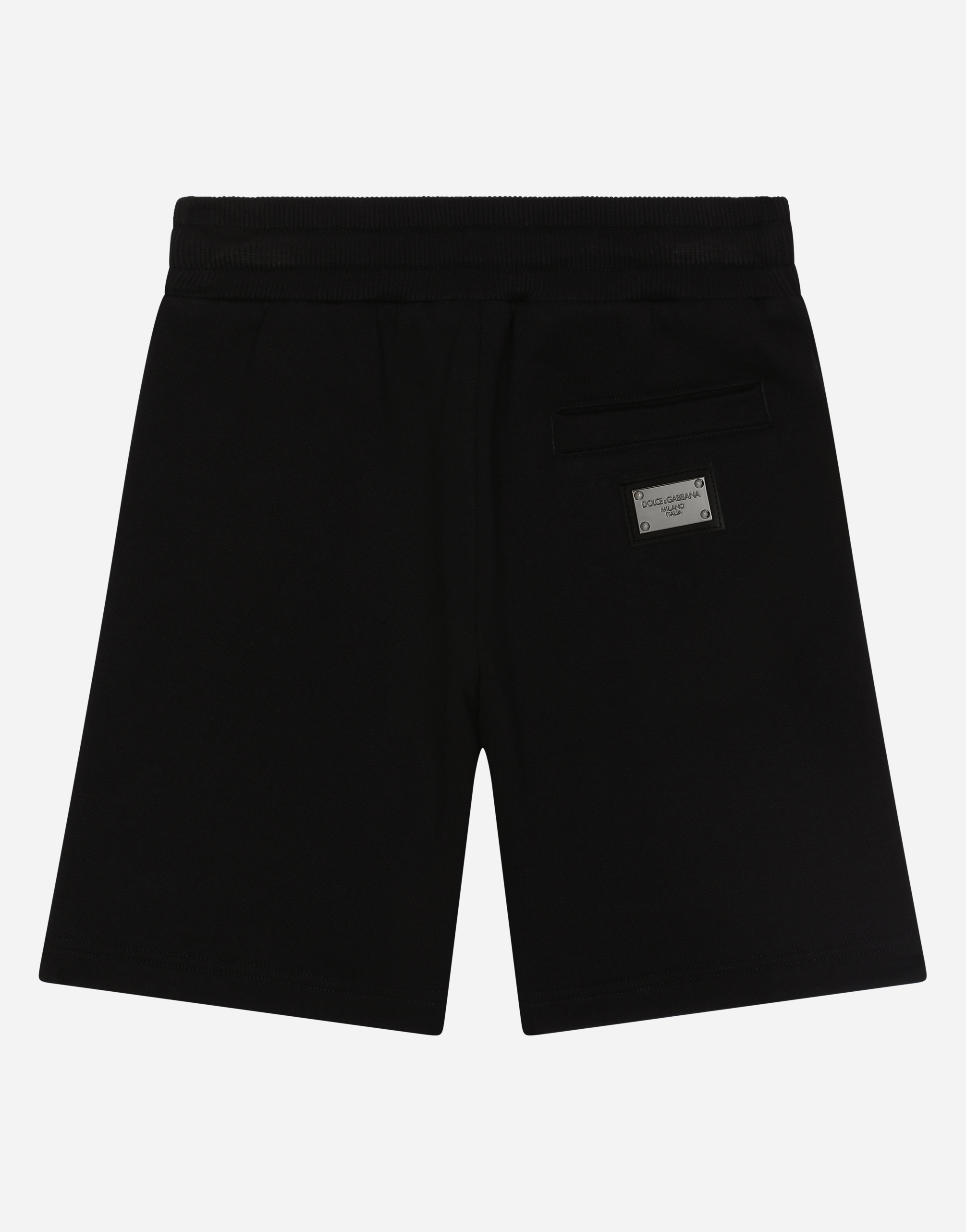 Shop Dolce & Gabbana Jersey Jogging Shorts With Logo Tag In Black