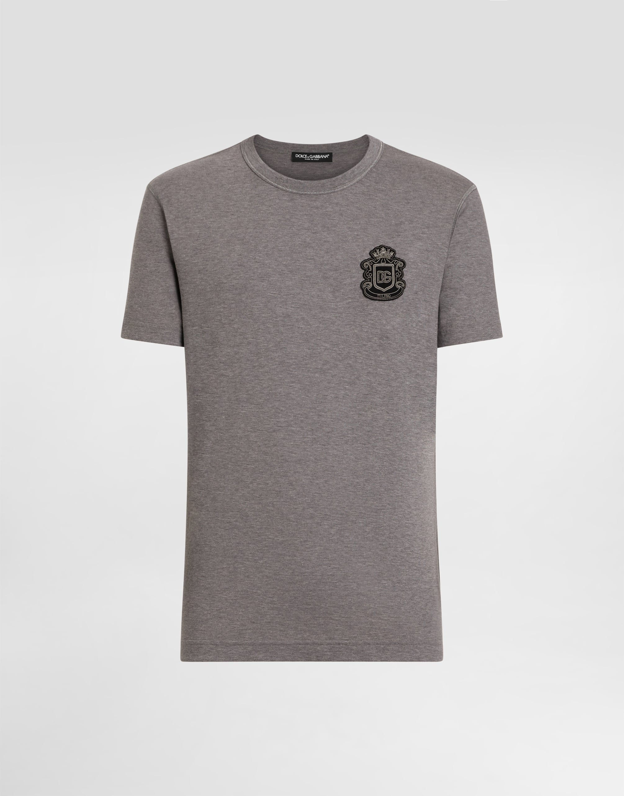 Greyのメンズ T-shirt with heraldic patch | Dolce&Gabbana®